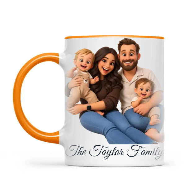Personalised 3D Cartoon Family Portrait Mug from Your Photo