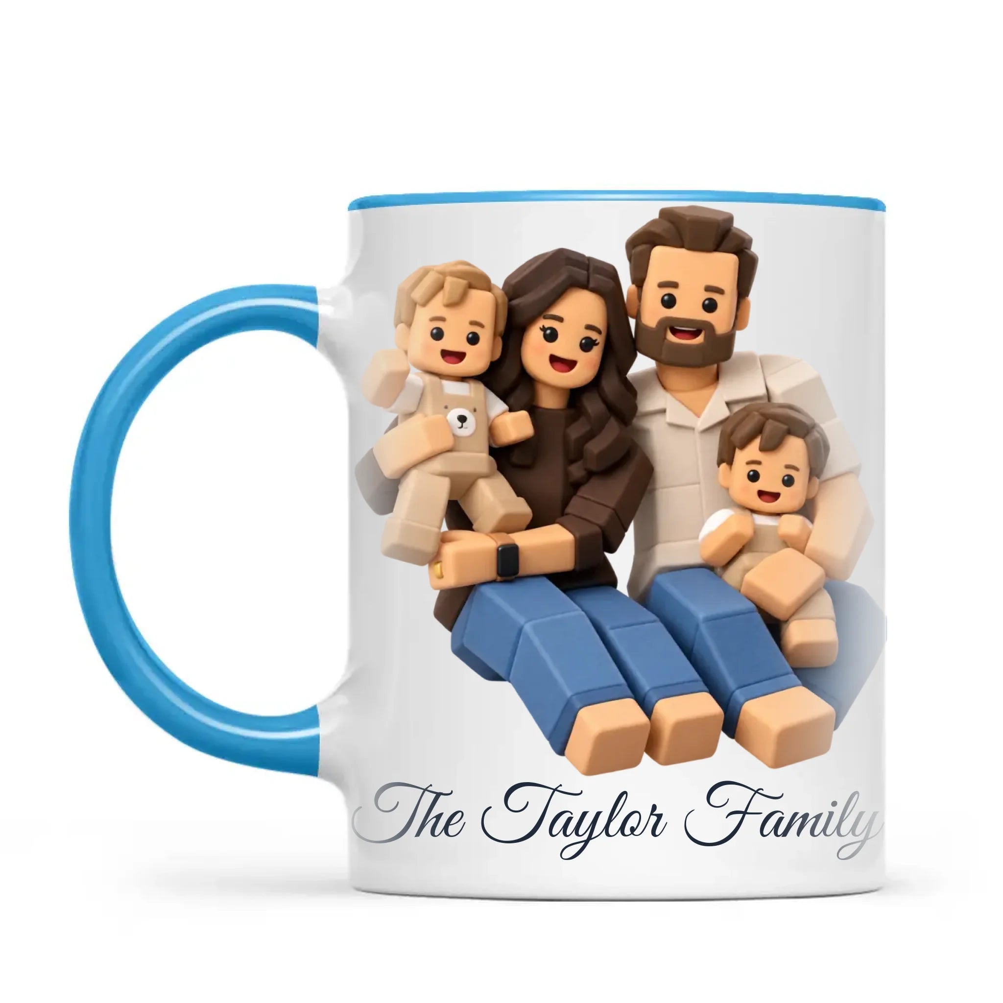 Personalised Block Character Family Portrait Mug from Your Photo