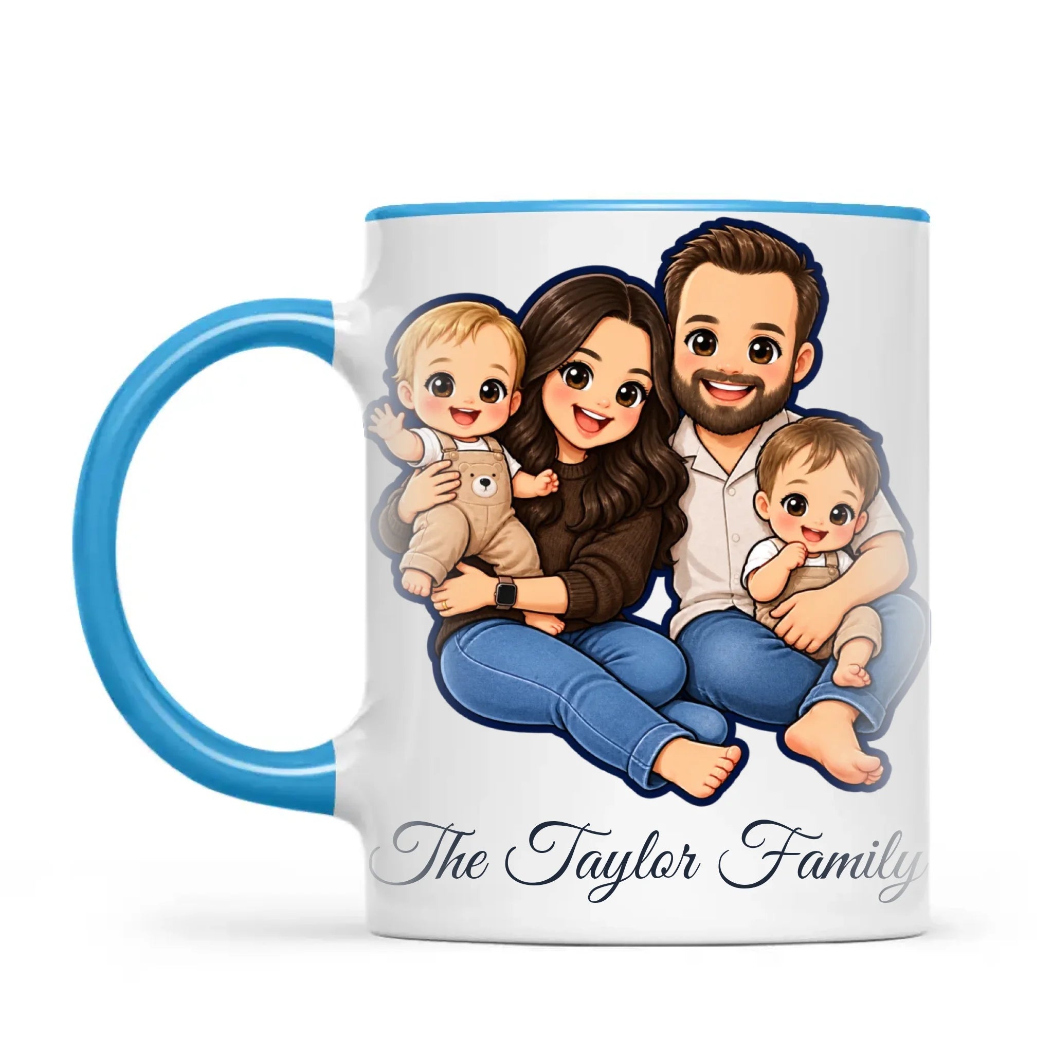 Personalised Cute Sticker Family Portrait Mug from Your Photo