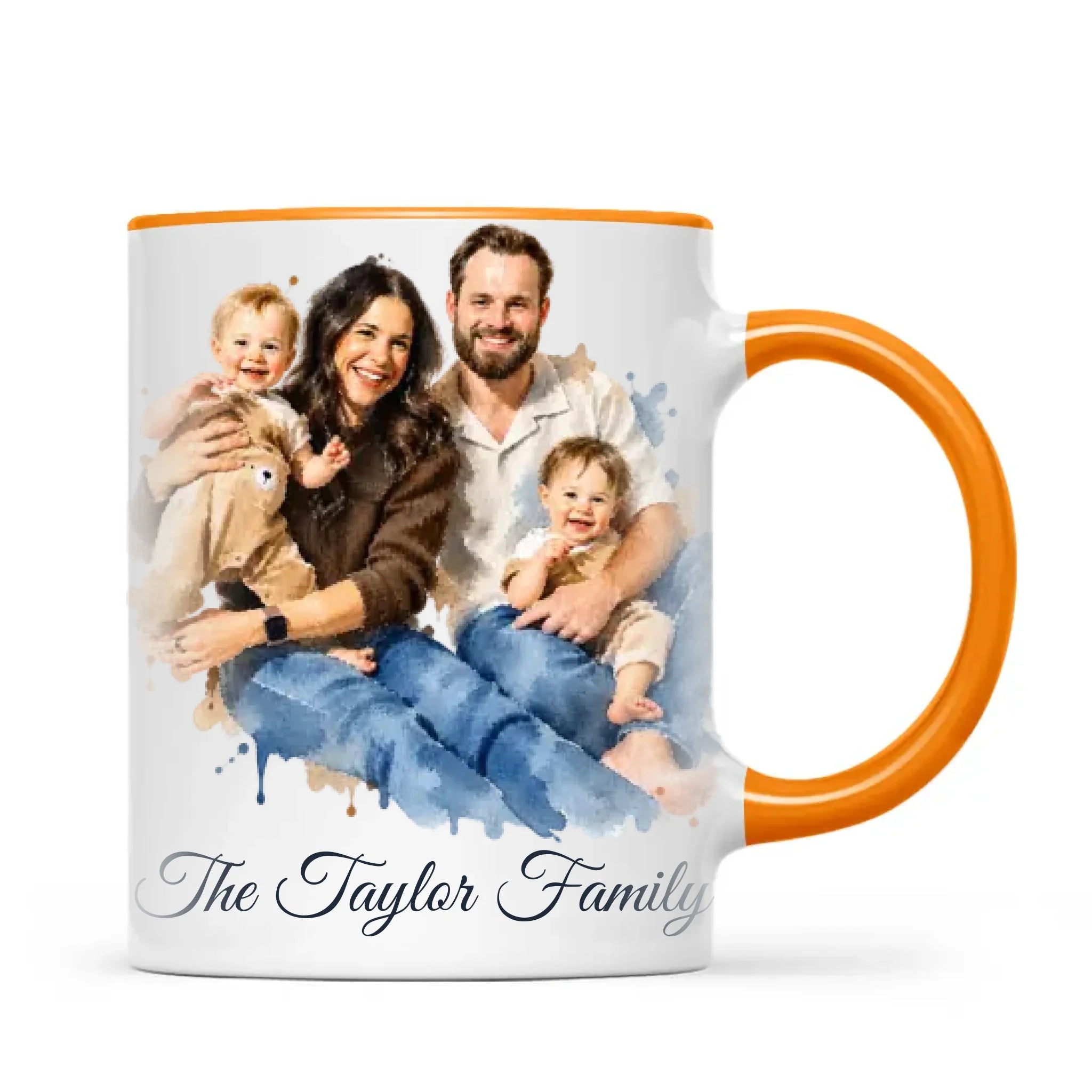 Personalised Watercolour Family Portrait Mug from Your Photo
