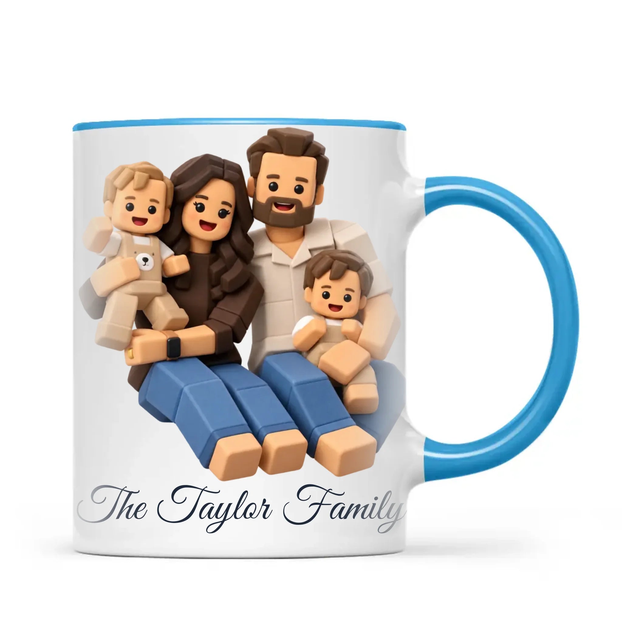 Personalised Block Character Family Portrait Mug from Your Photo
