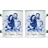 Personalised Blue and White China Family Portrait Mug from Your Photo