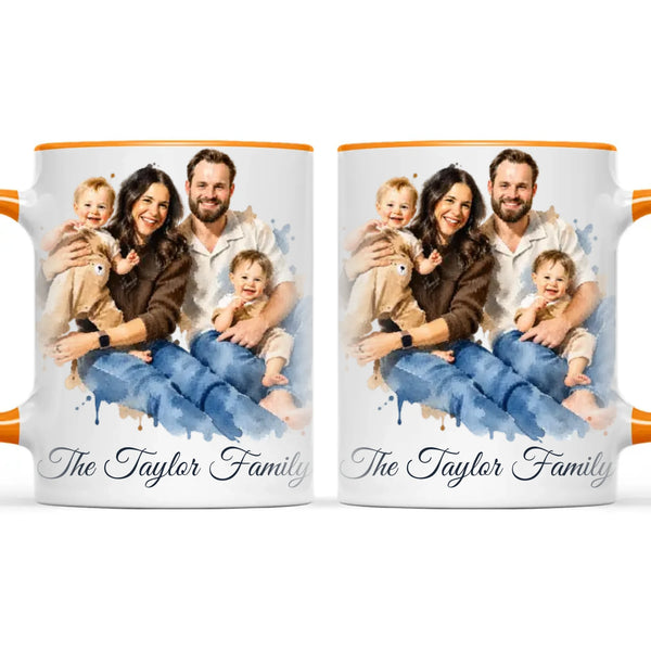Personalised Watercolour Family Portrait Mug from Your Photo