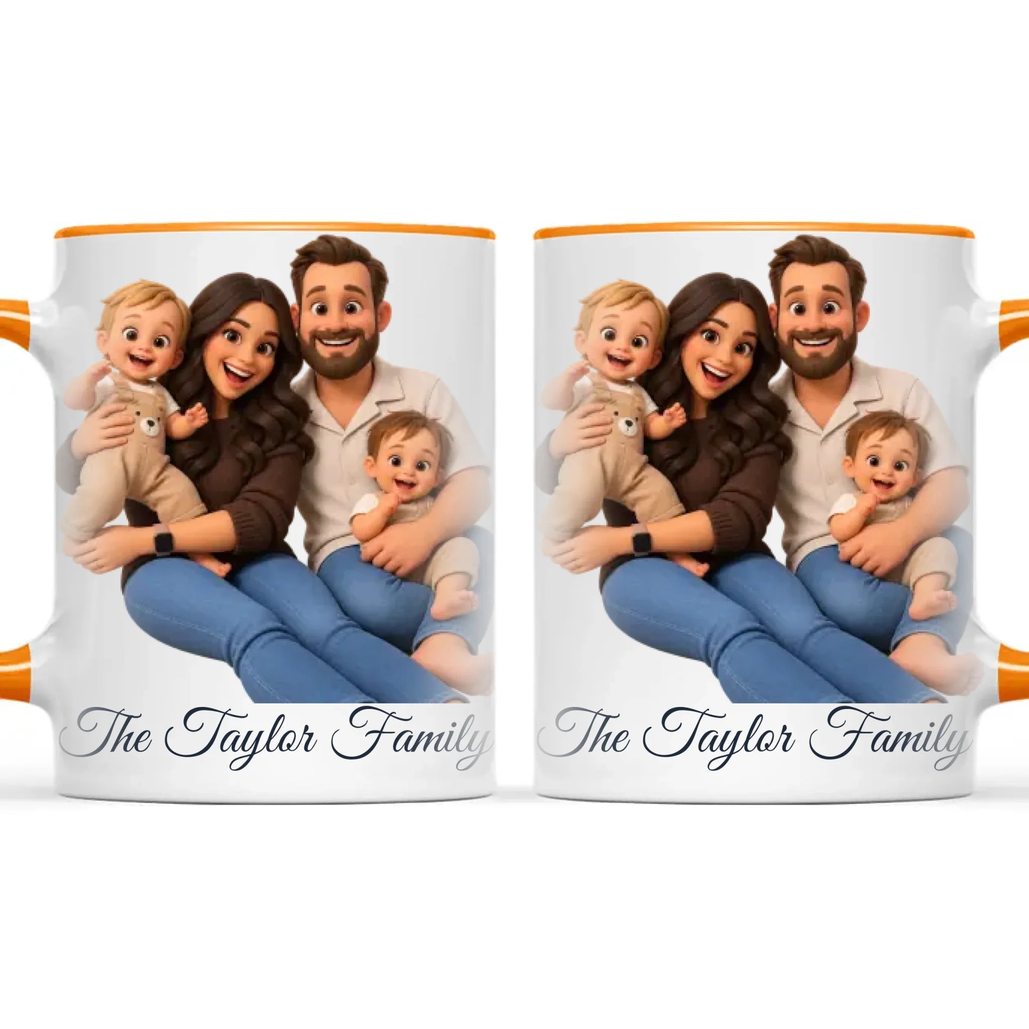 Personalised 3D Cartoon Family Portrait Mug from Your Photo