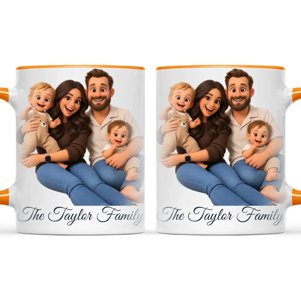 Personalised 3D Cartoon Family Portrait Mug from Your Photo