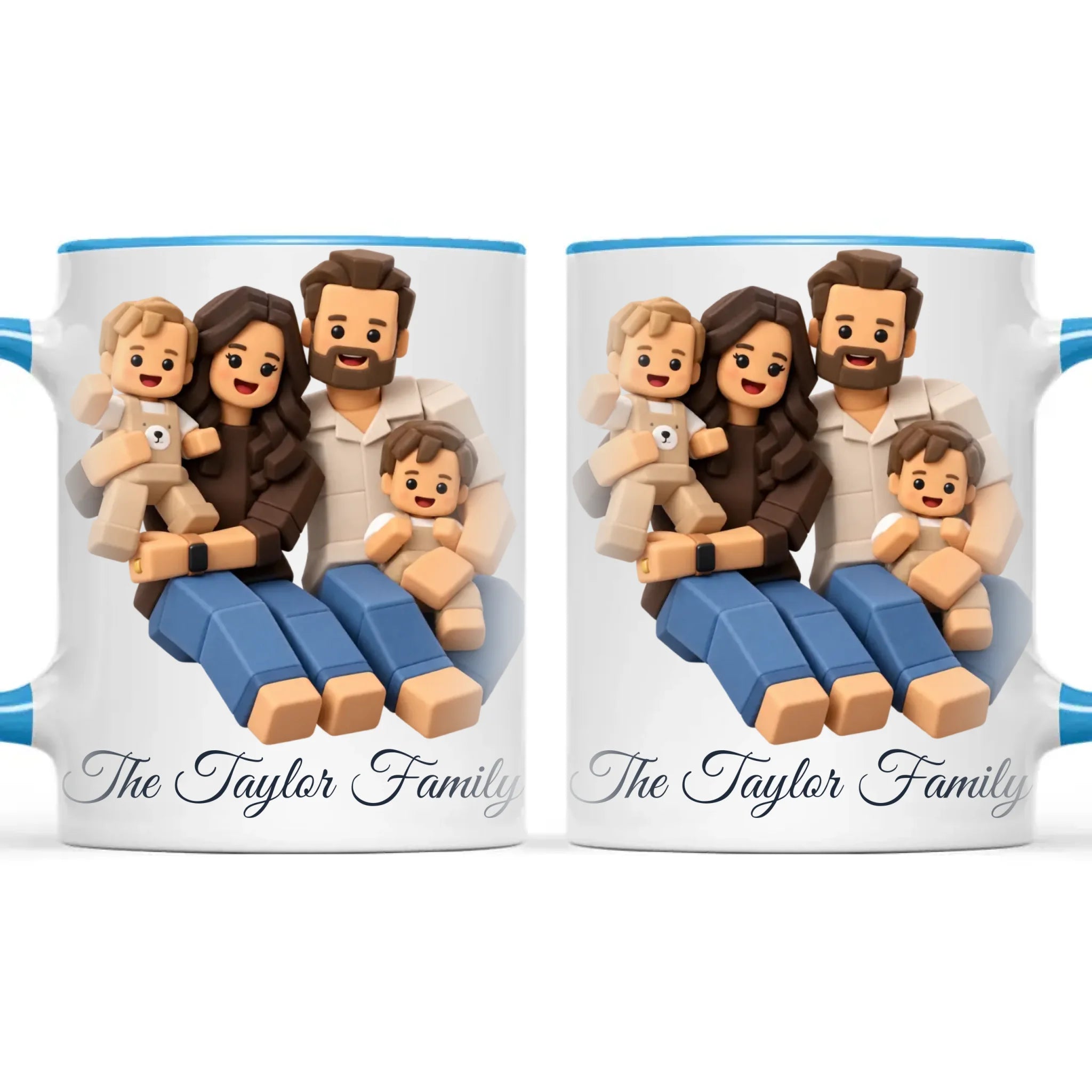 Personalised Block Character Family Portrait Mug from Your Photo