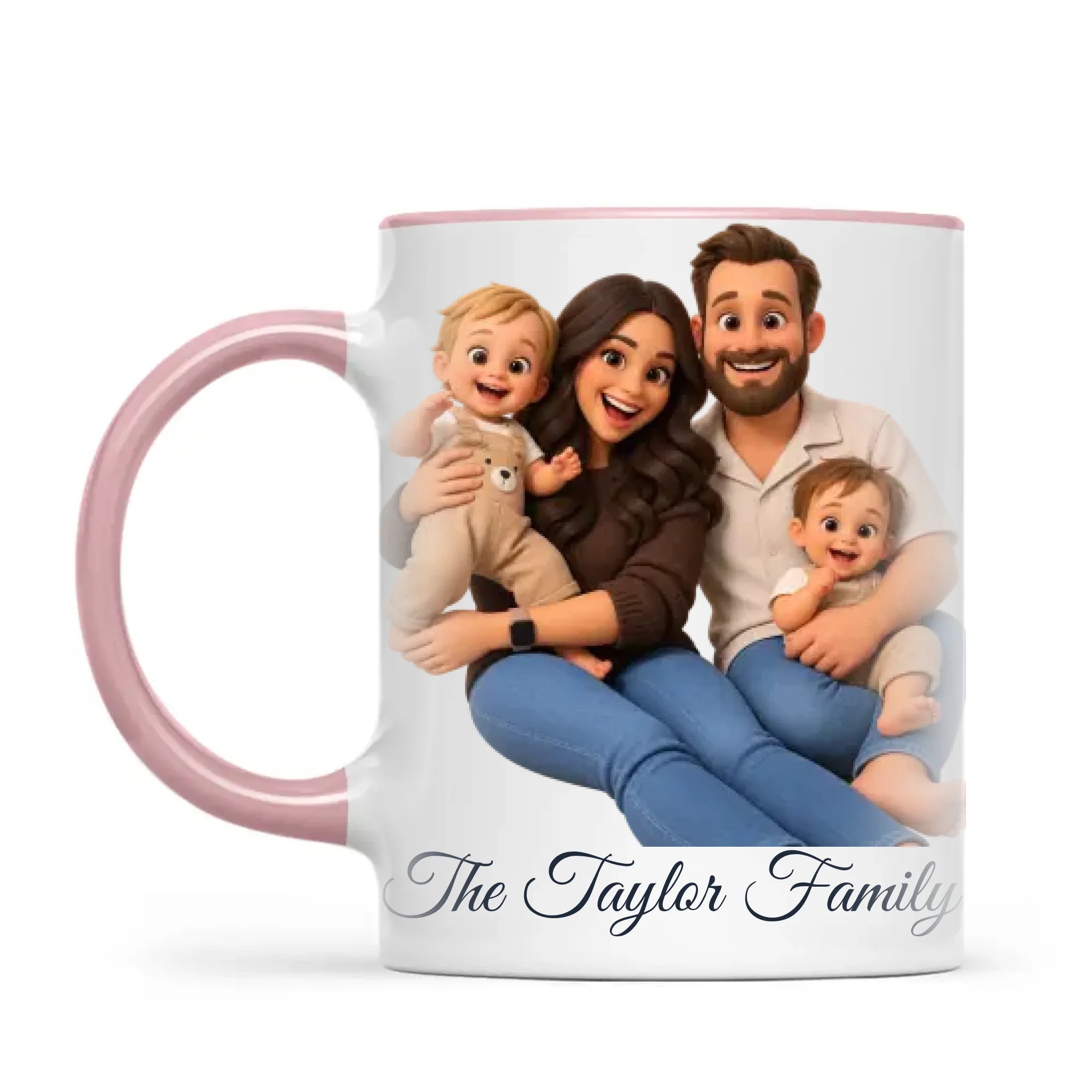 Personalised 3D Cartoon Family Portrait Mug from Your Photo