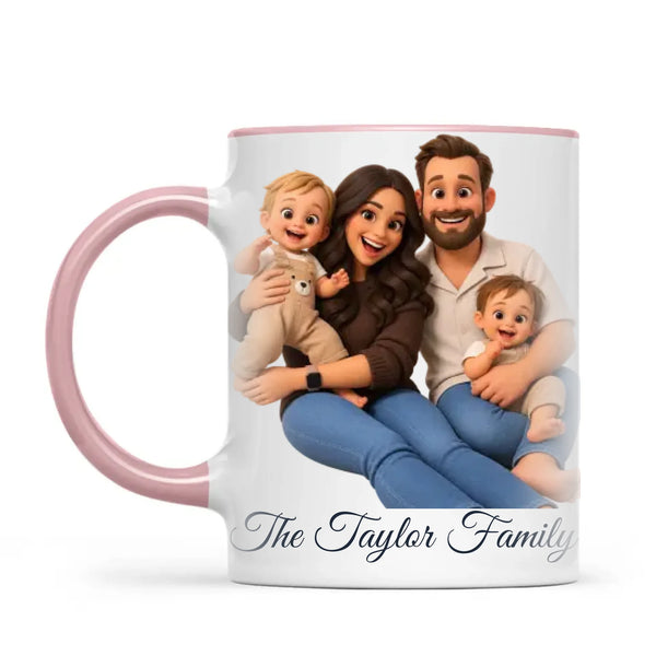Personalised 3D Cartoon Family Portrait Mug from Your Photo