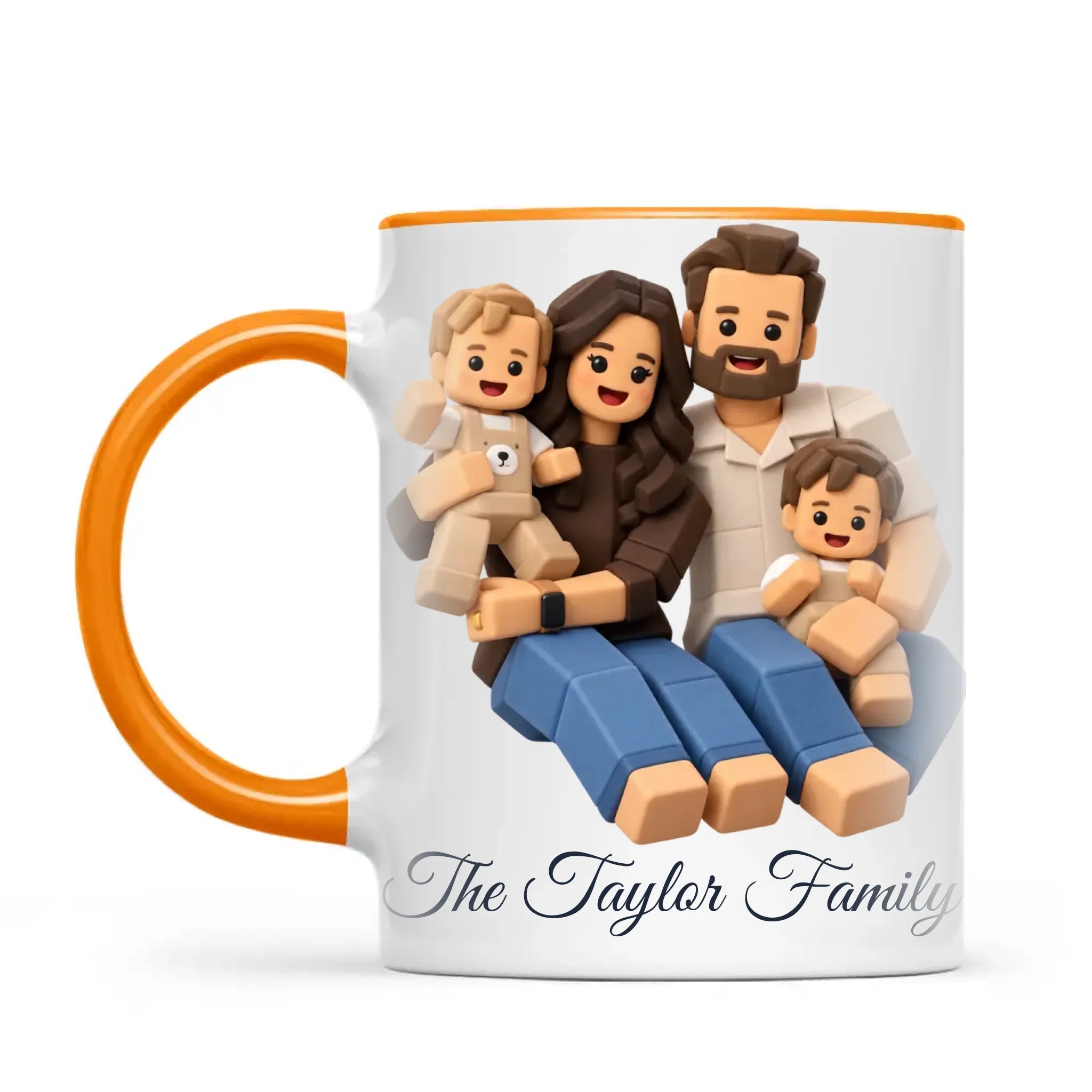 Personalised Block Character Family Portrait Mug from Your Photo