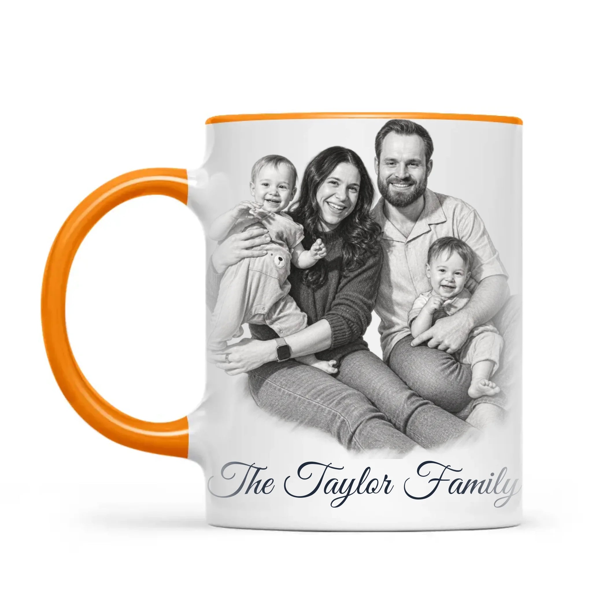Personalised Pencil Sketch Family Portrait Mug from Your Photo