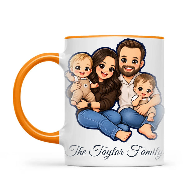 Personalised Cute Sticker Family Portrait Mug from Your Photo
