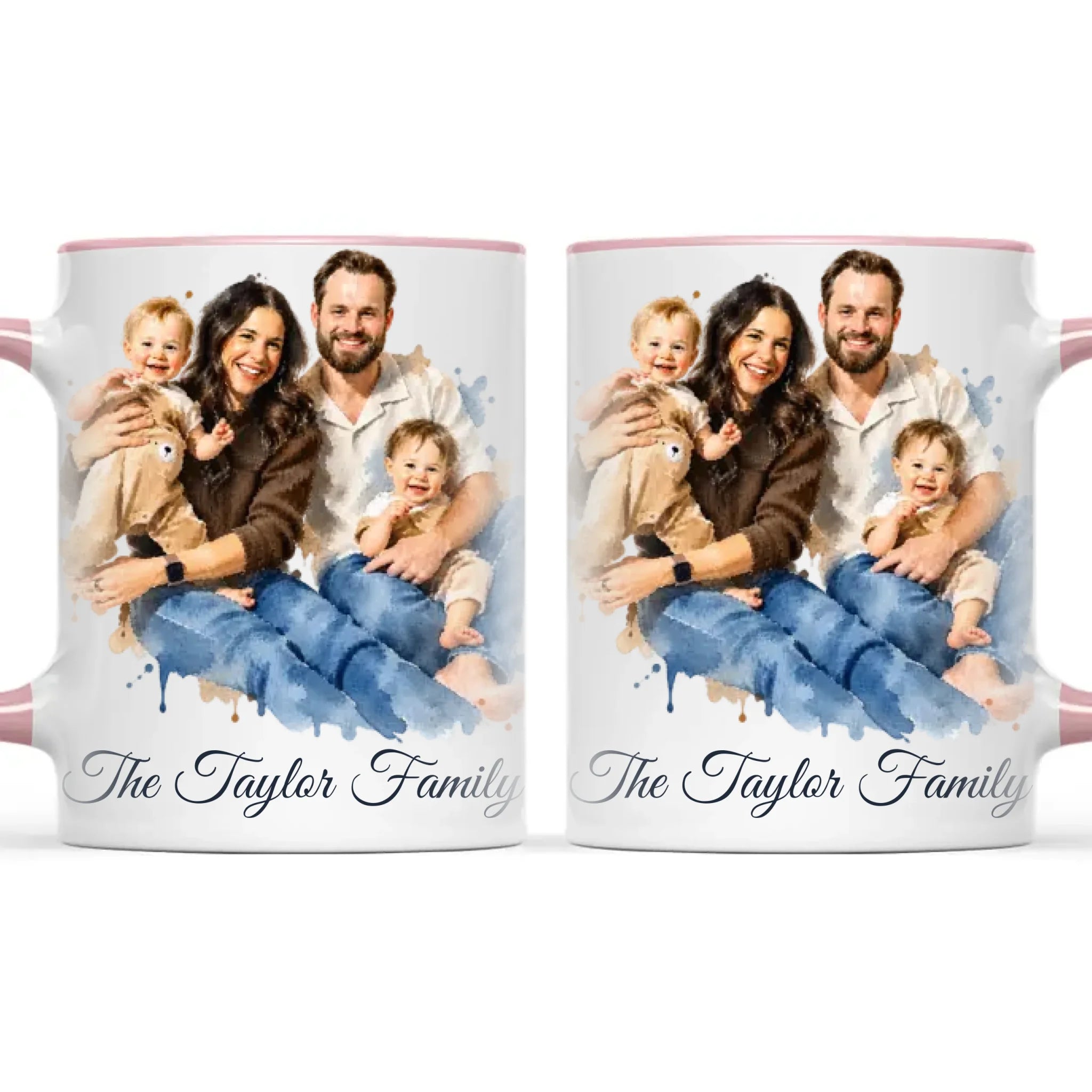 Personalised Watercolour Family Portrait Mug from Your Photo