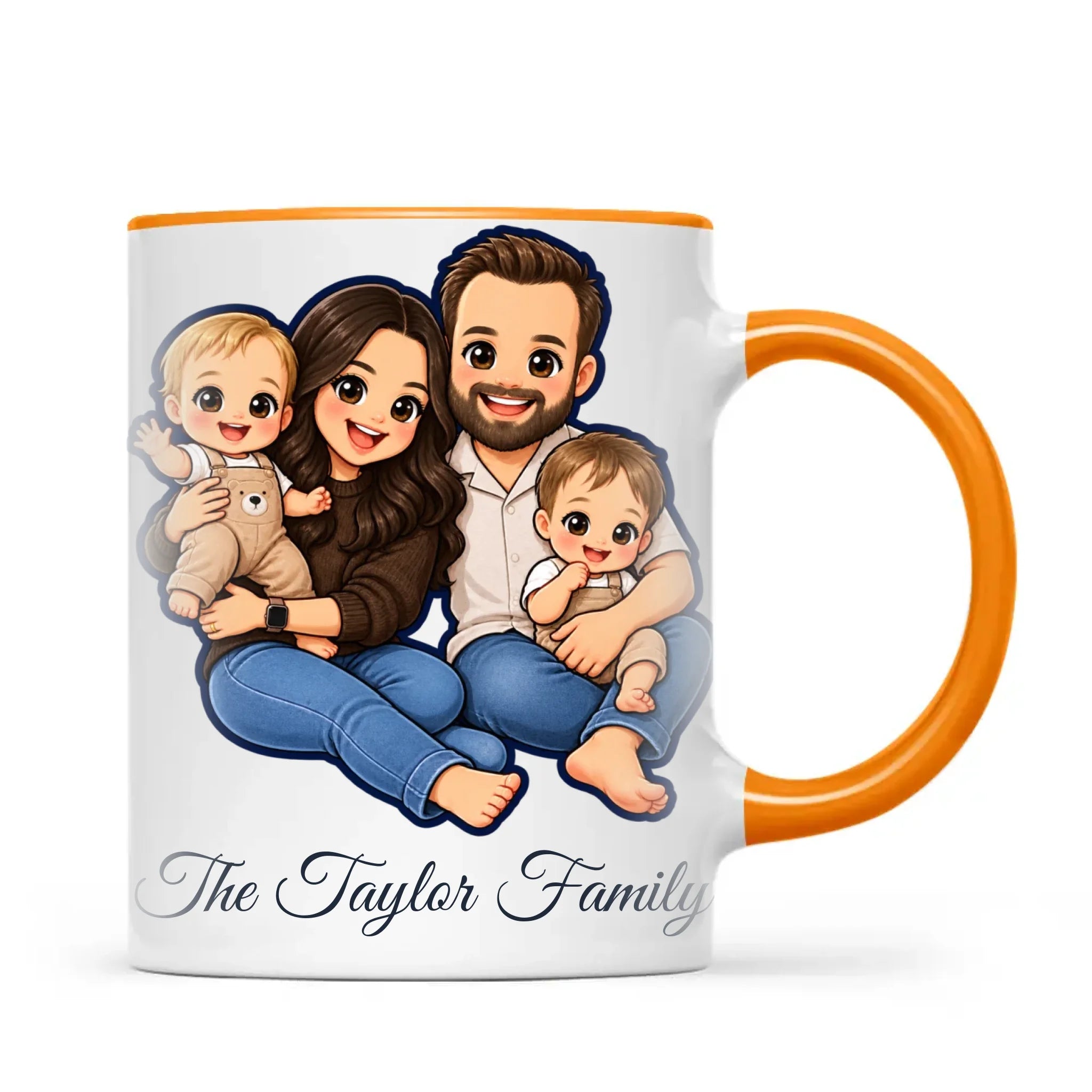 Personalised Cute Sticker Family Portrait Mug from Your Photo