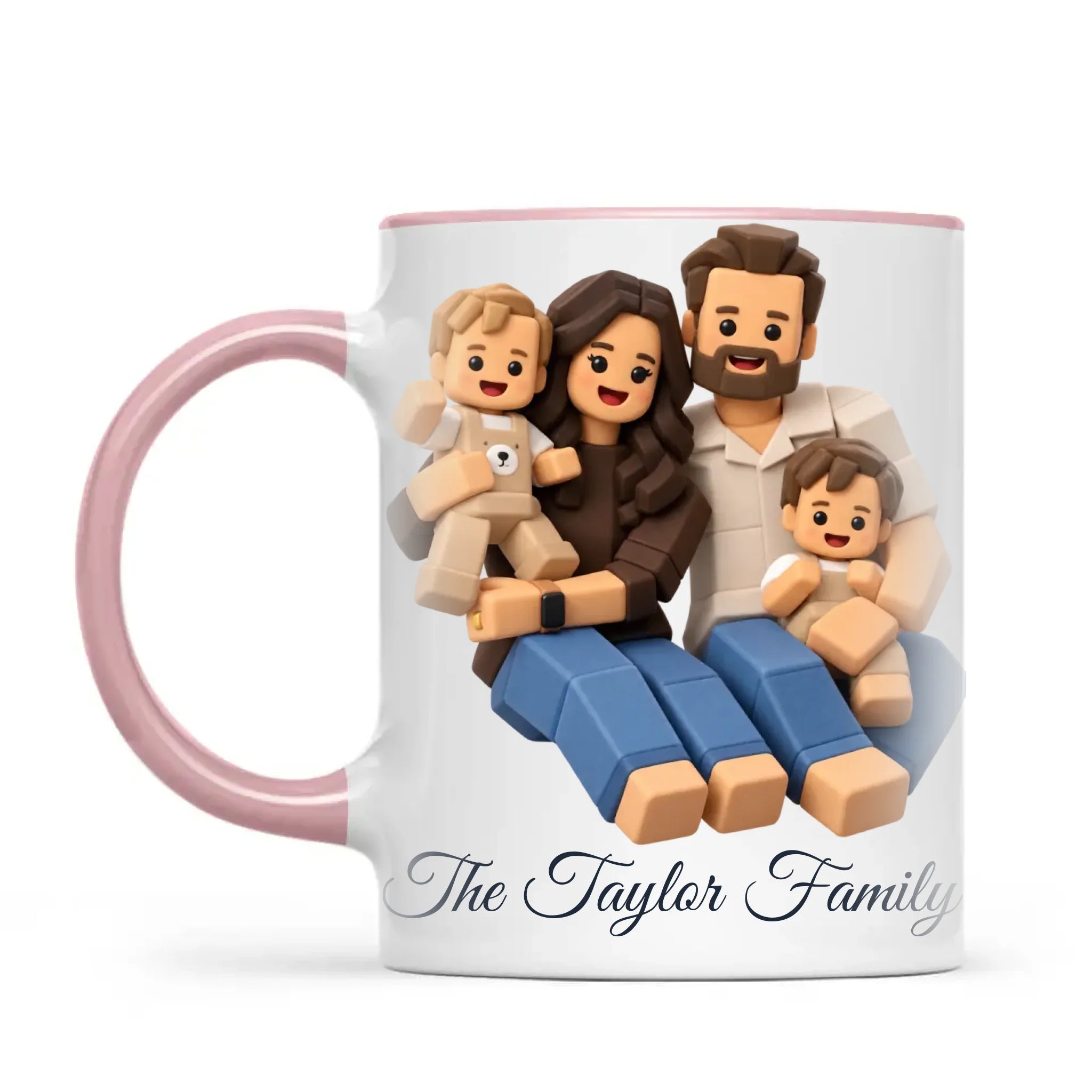 Personalised Block Character Family Portrait Mug from Your Photo