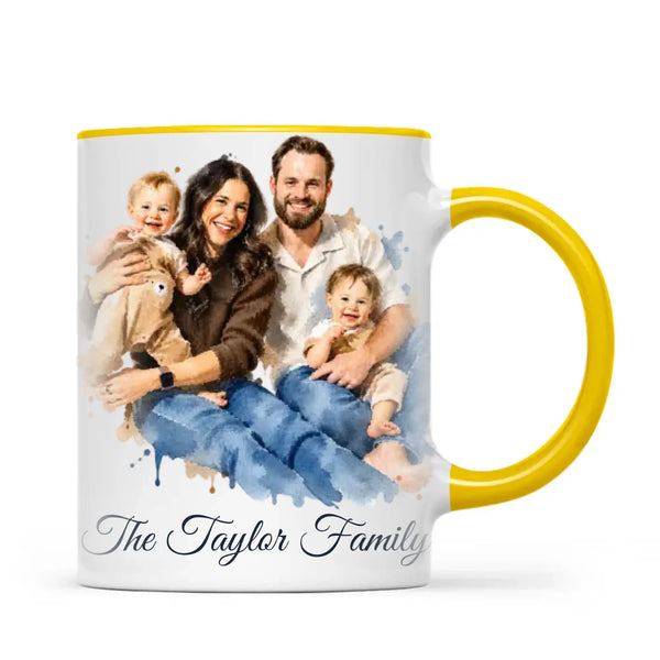 Personalised Watercolour Family Portrait Mug from Your Photo