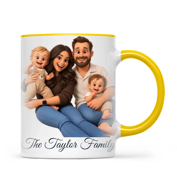Personalised 3D Cartoon Family Portrait Mug from Your Photo