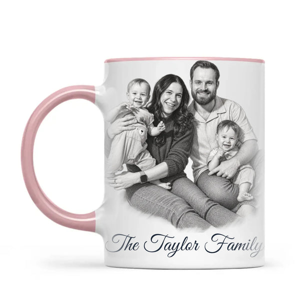Personalised Pencil Sketch Family Portrait Mug from Your Photo
