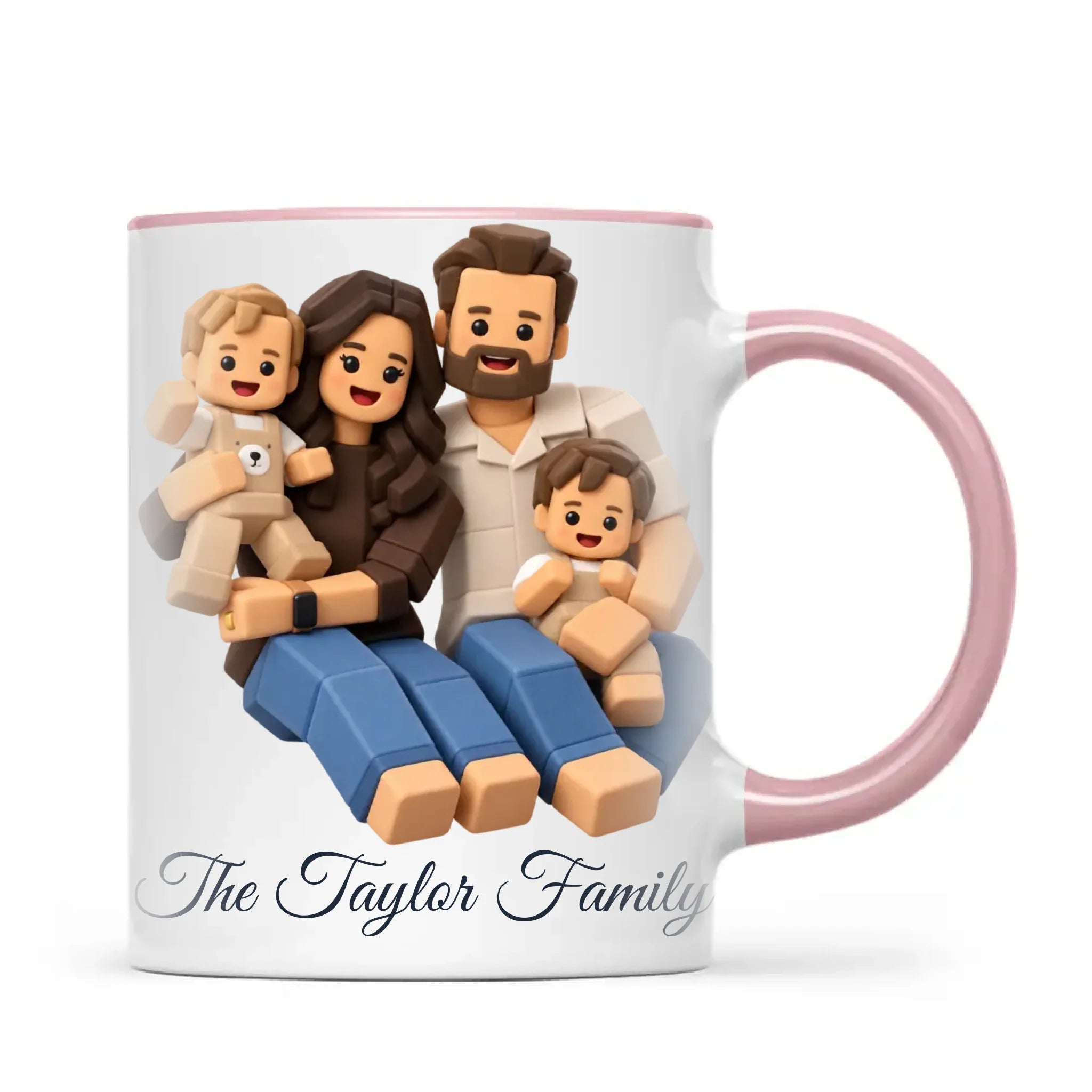 Personalised Block Character Family Portrait Mug from Your Photo