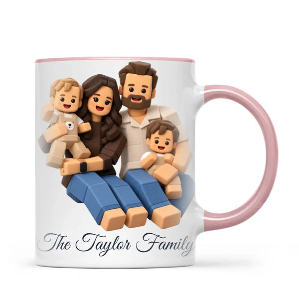 Personalised Block Character Family Portrait Mug from Your Photo