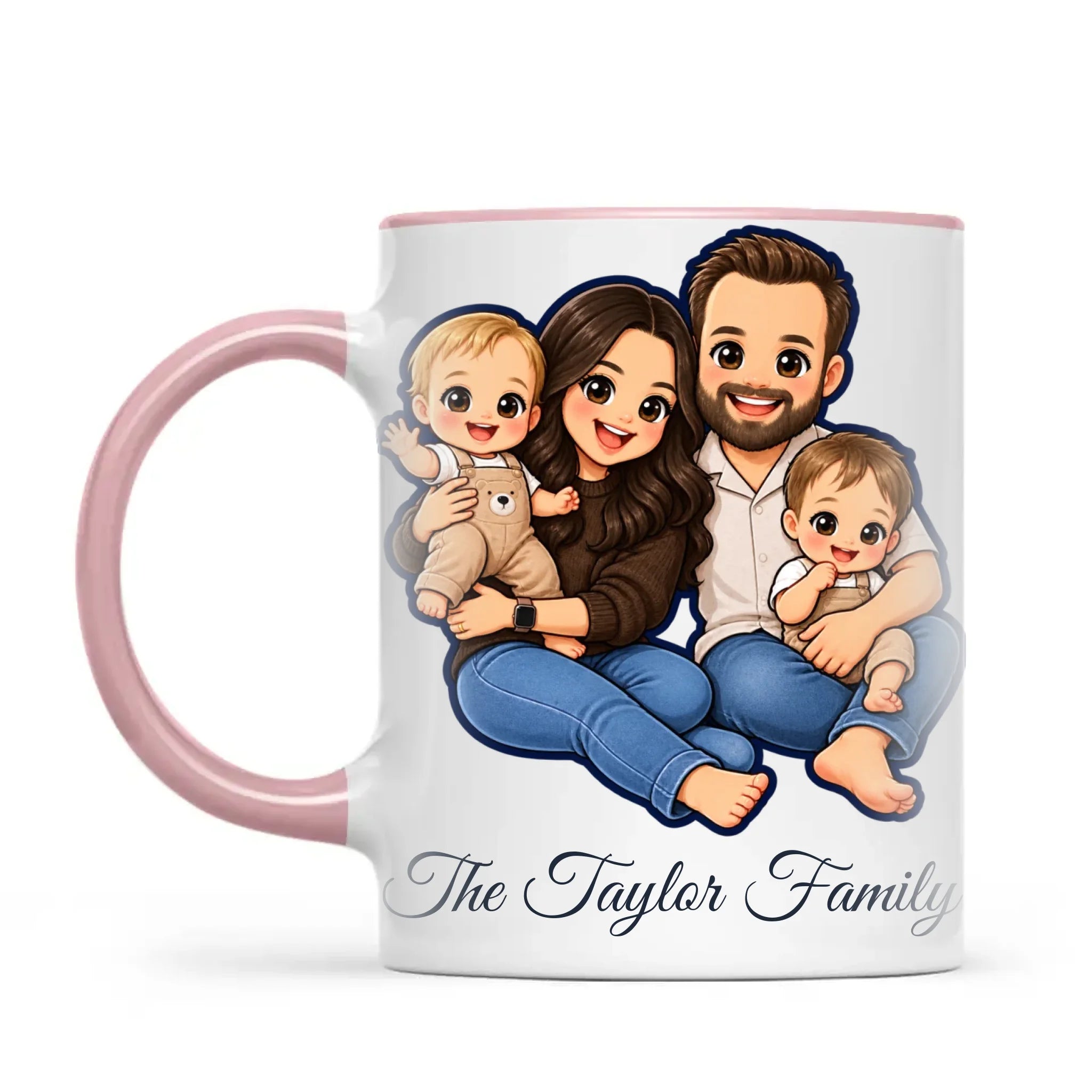 Personalised Cute Sticker Family Portrait Mug from Your Photo