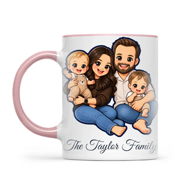 Personalised Cute Sticker Family Portrait Mug from Your Photo