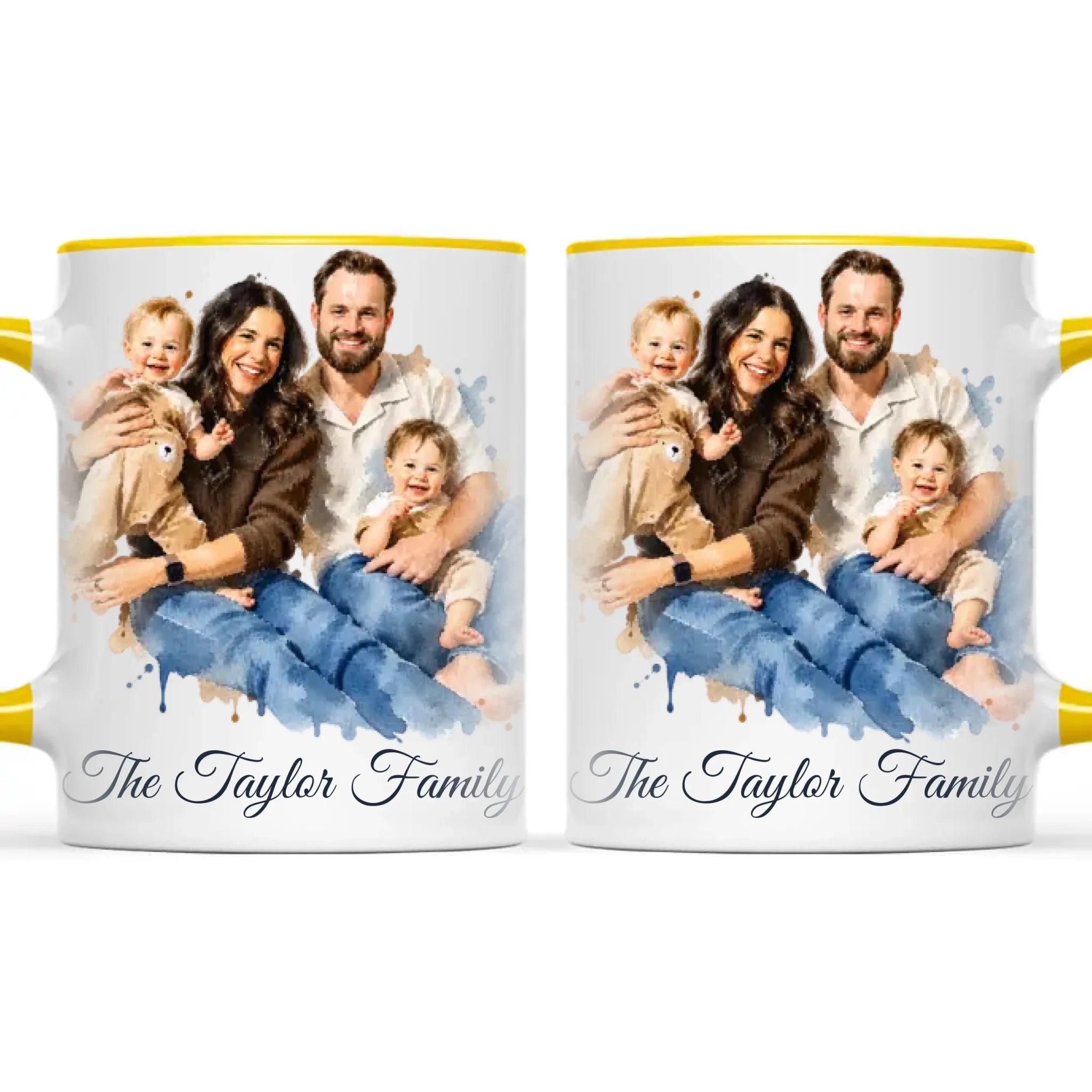Personalised Watercolour Family Portrait Mug from Your Photo