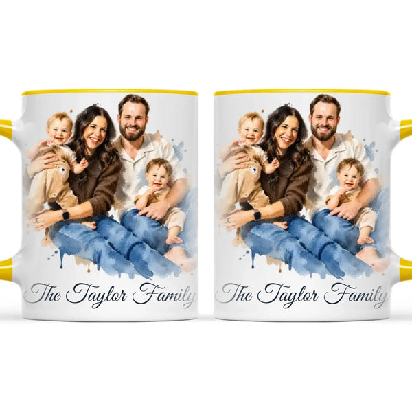 Personalised Watercolour Family Portrait Mug from Your Photo