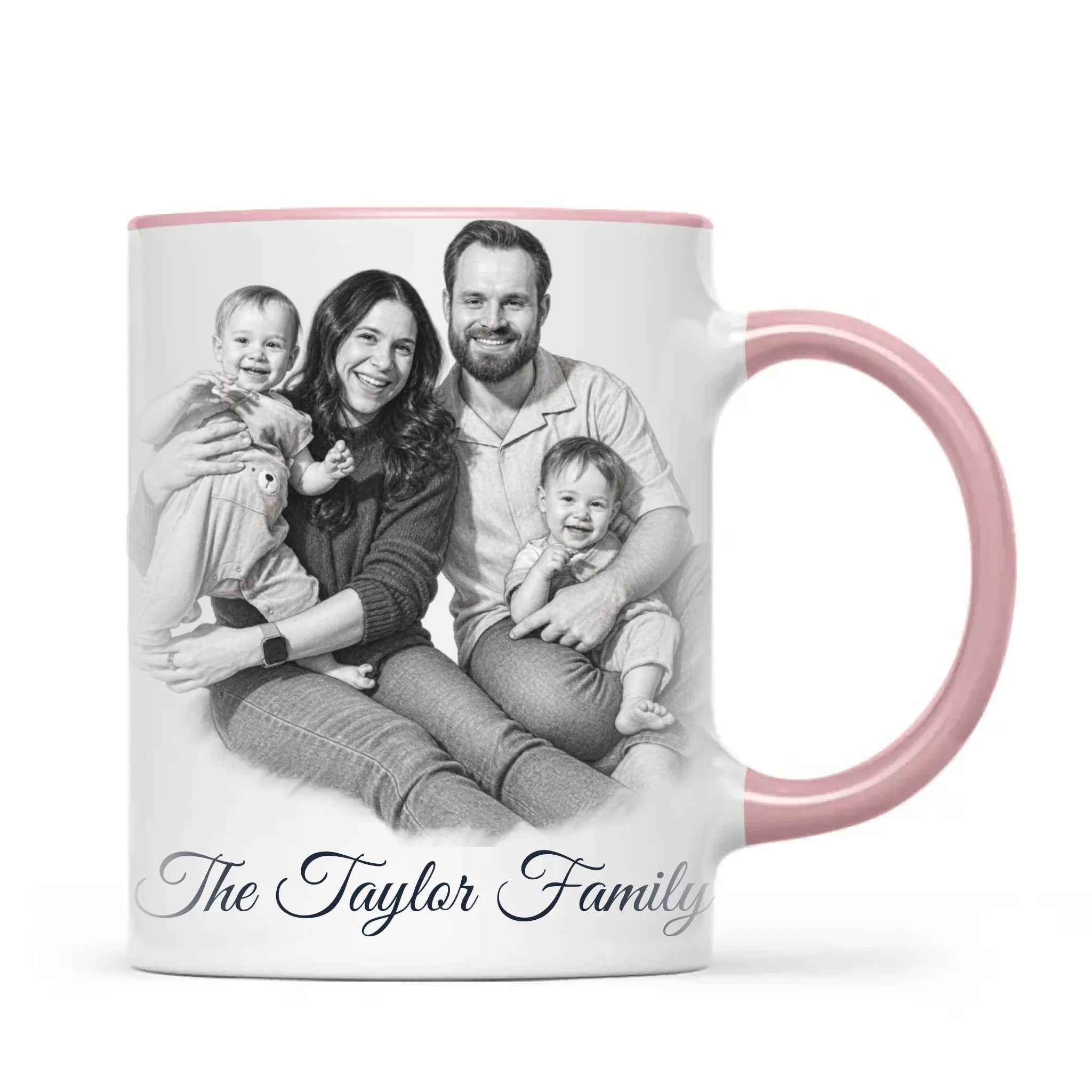 Personalised Pencil Sketch Family Portrait Mug from Your Photo