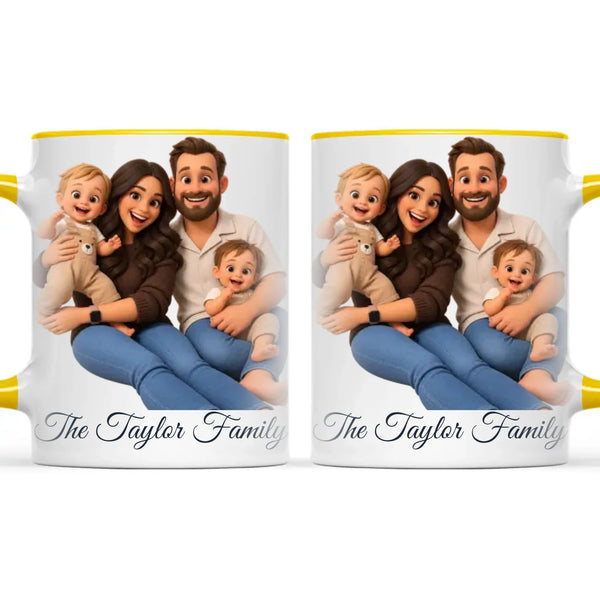 Personalised 3D Cartoon Family Portrait Mug from Your Photo