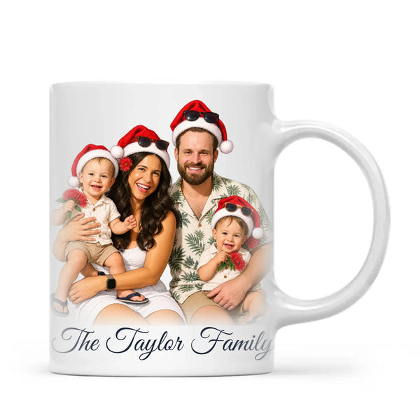 Personalised Summer Christmas Family Portrait Mug from Your Photo