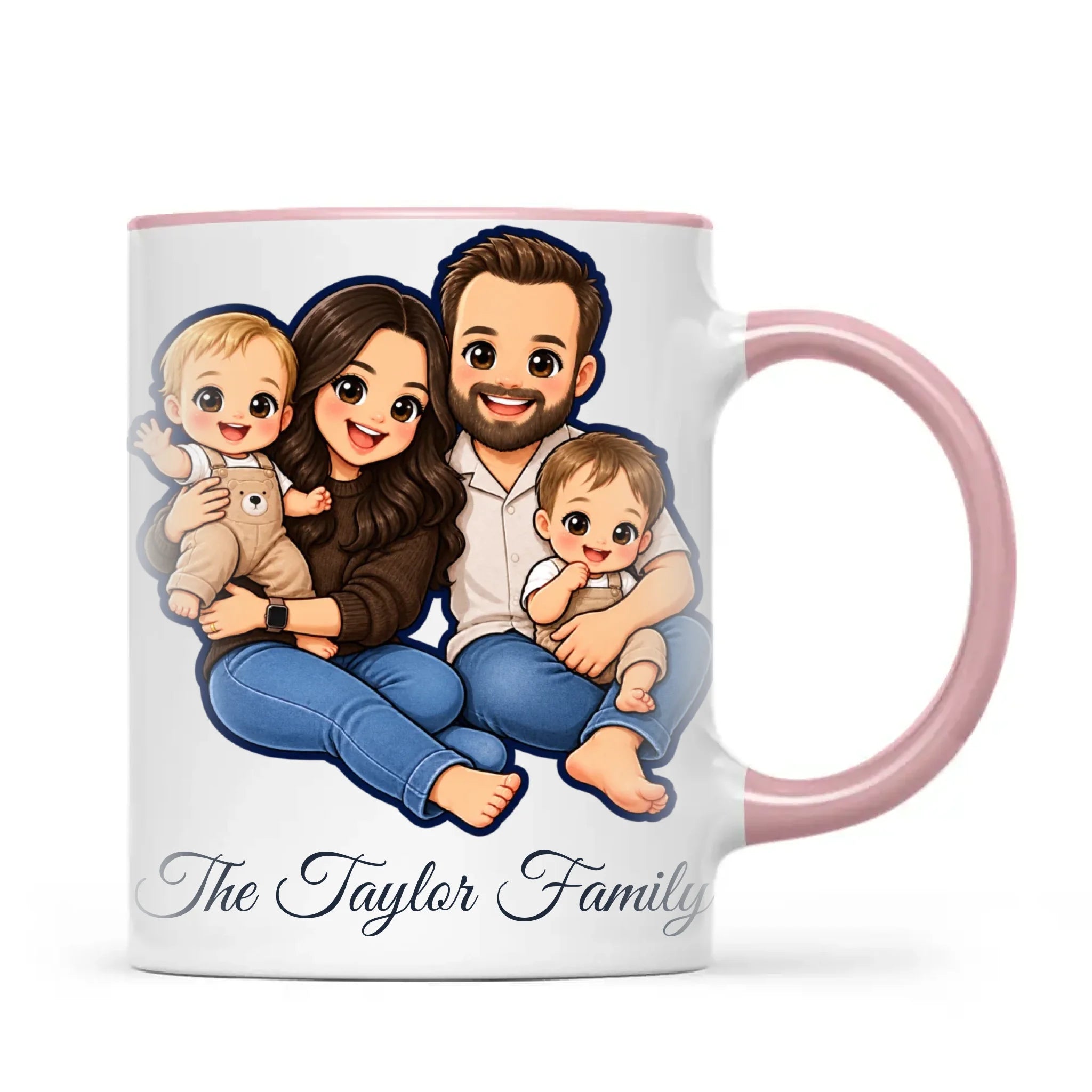 Personalised Cute Sticker Family Portrait Mug from Your Photo