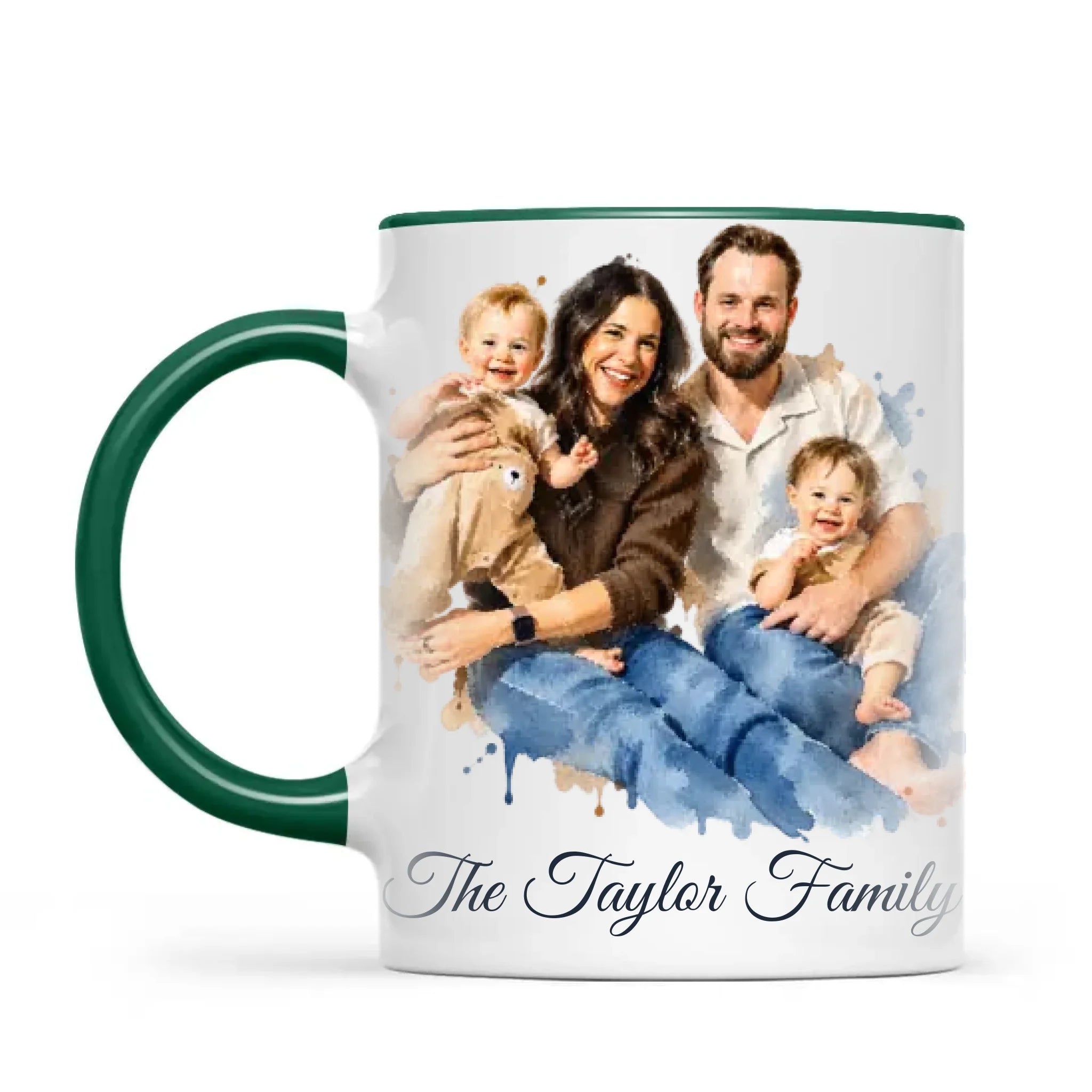 Personalised Watercolour Family Portrait Mug from Your Photo