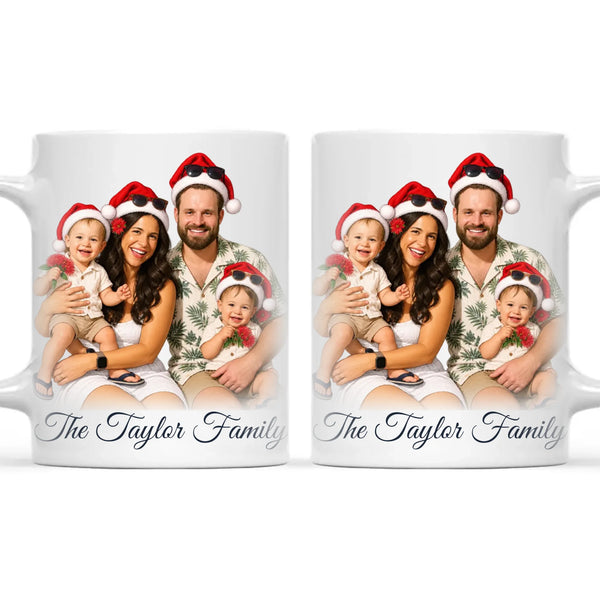 Personalised Summer Christmas Family Portrait Mug from Your Photo
