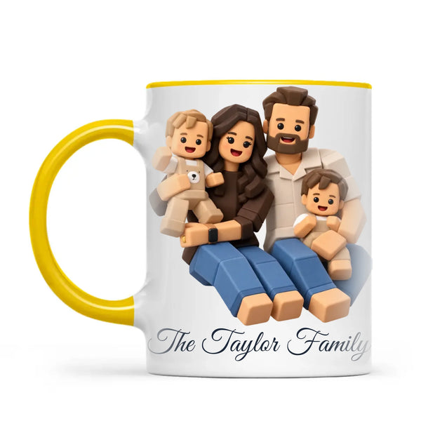 Personalised Block Character Family Portrait Mug from Your Photo