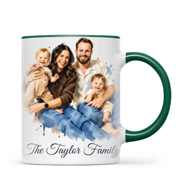 Personalised Watercolour Family Portrait Mug from Your Photo