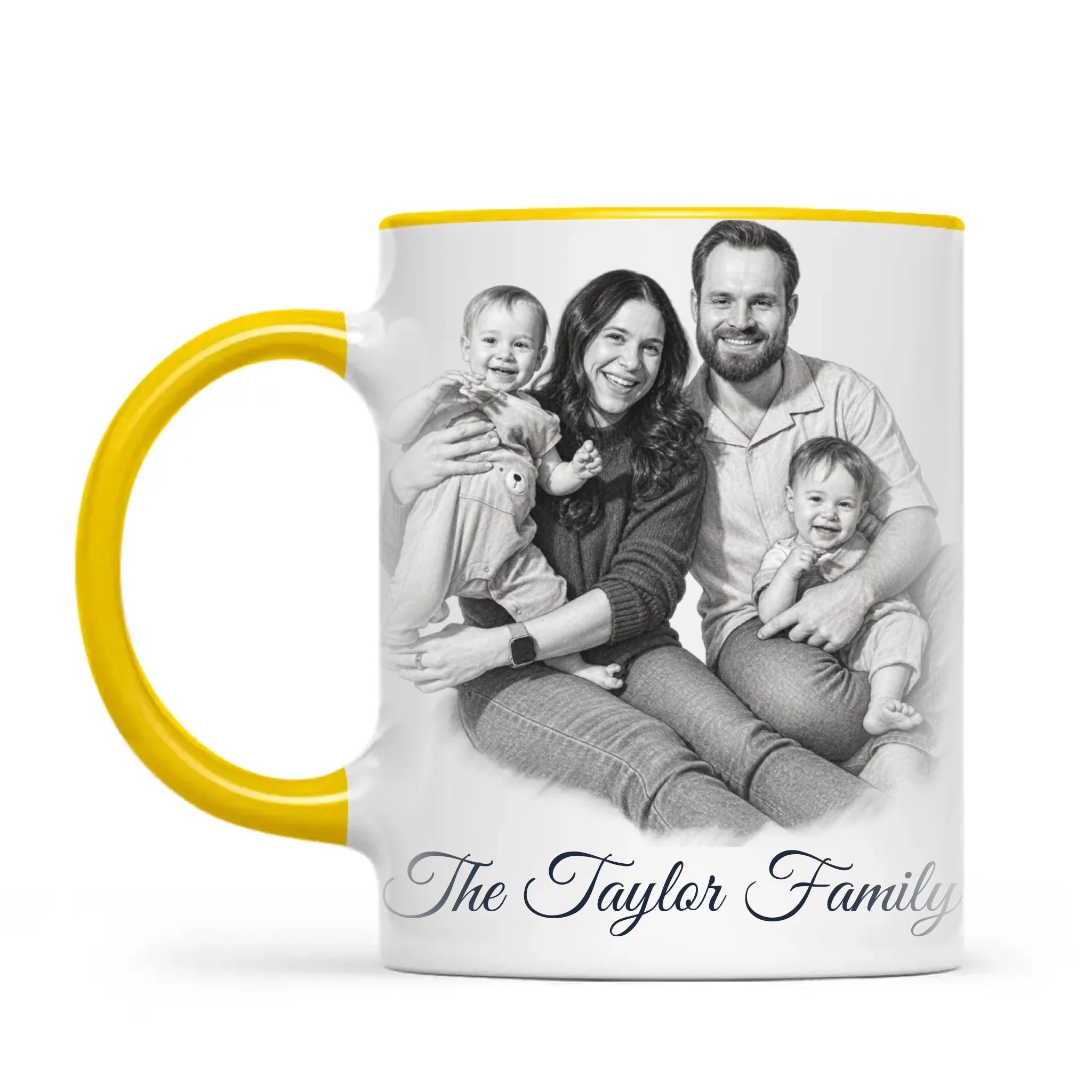 Personalised Pencil Sketch Family Portrait Mug from Your Photo