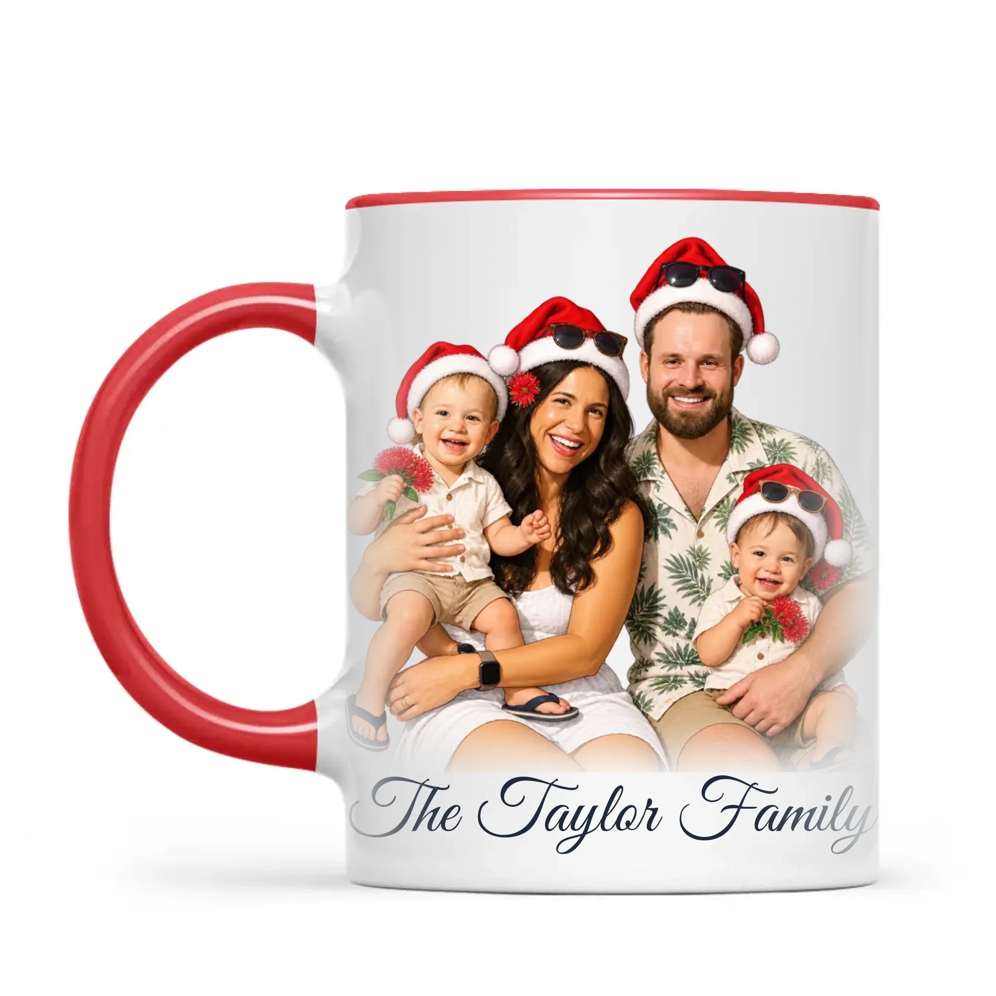 Personalised Summer Christmas Family Portrait Mug from Your Photo