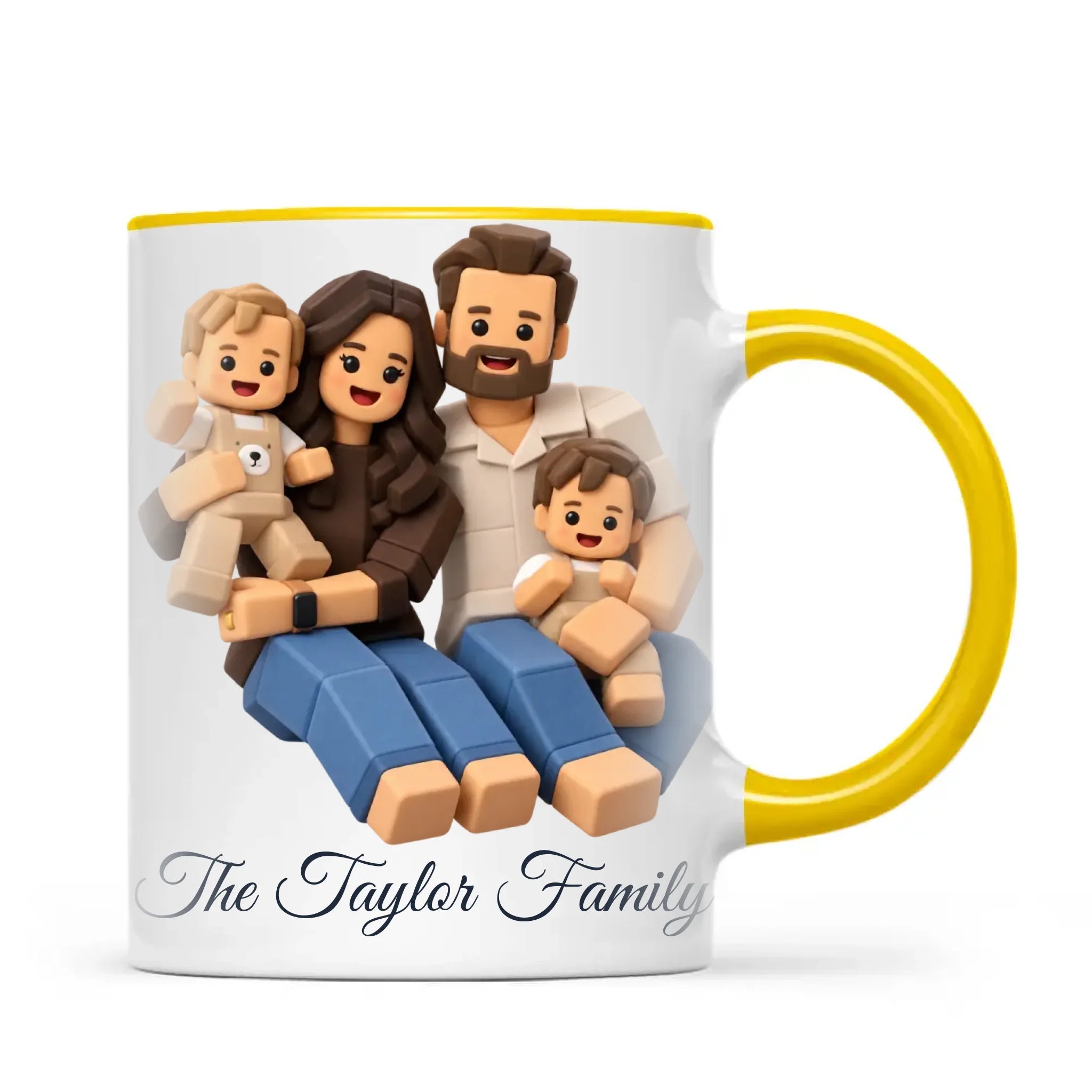 Personalised Block Character Family Portrait Mug from Your Photo