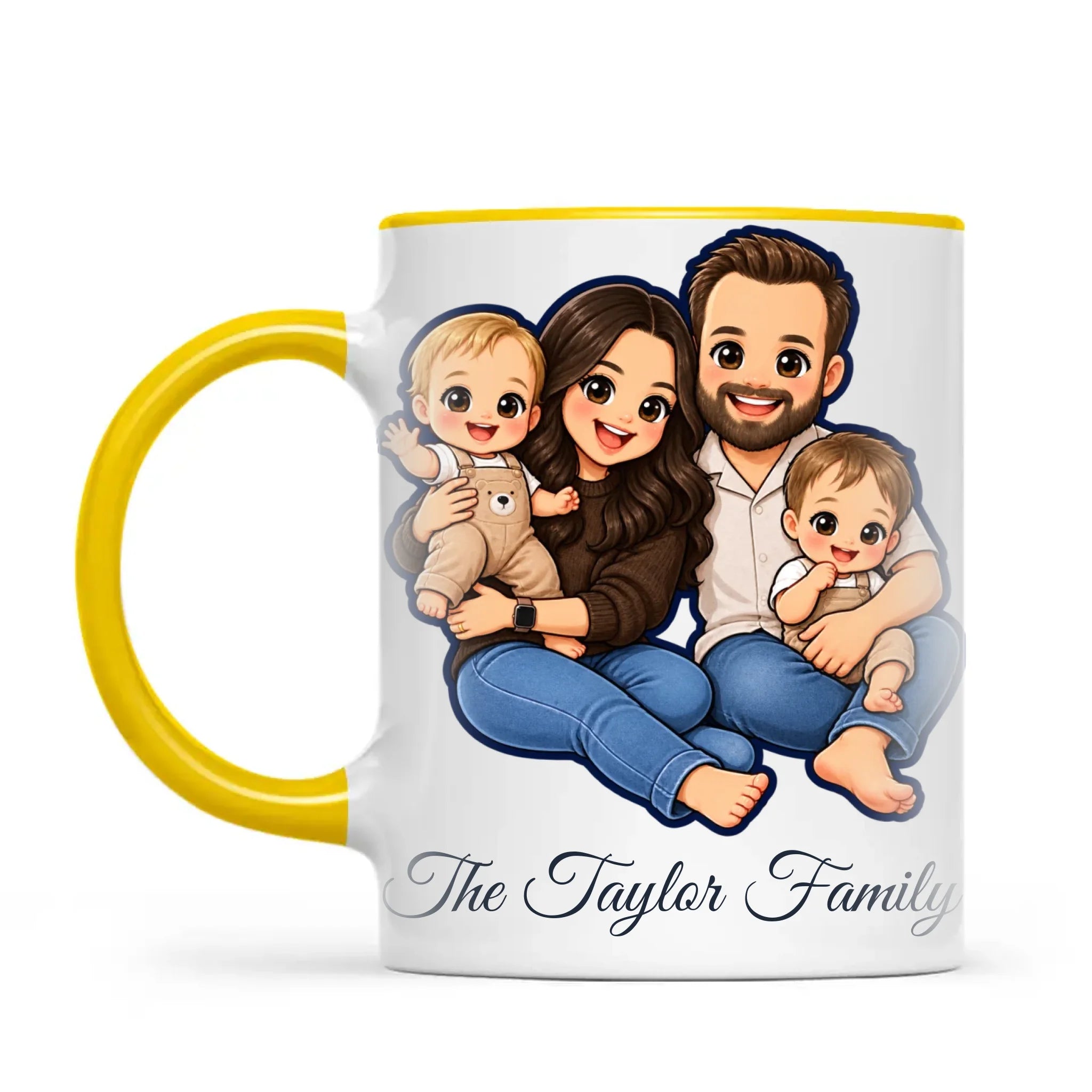 Personalised Cute Sticker Family Portrait Mug from Your Photo
