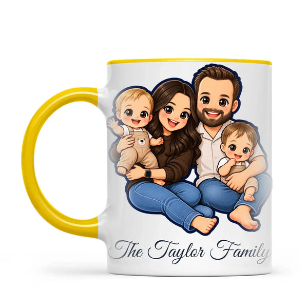 Personalised Cute Sticker Family Portrait Mug from Your Photo