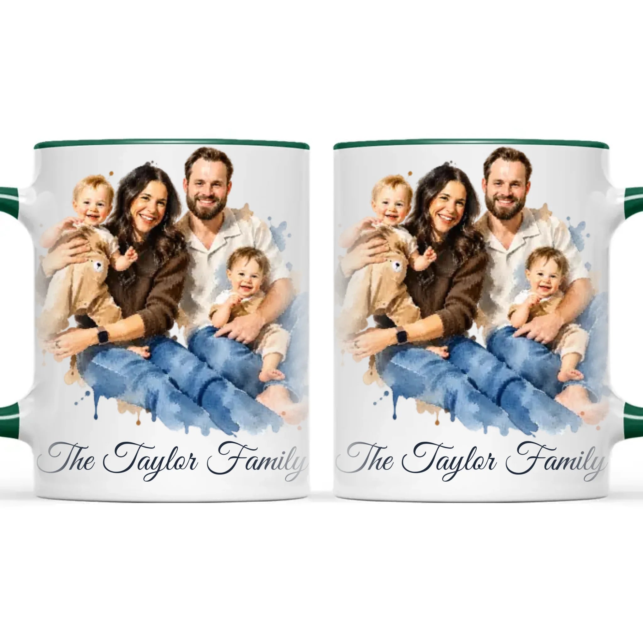 Personalised Watercolour Family Portrait Mug from Your Photo
