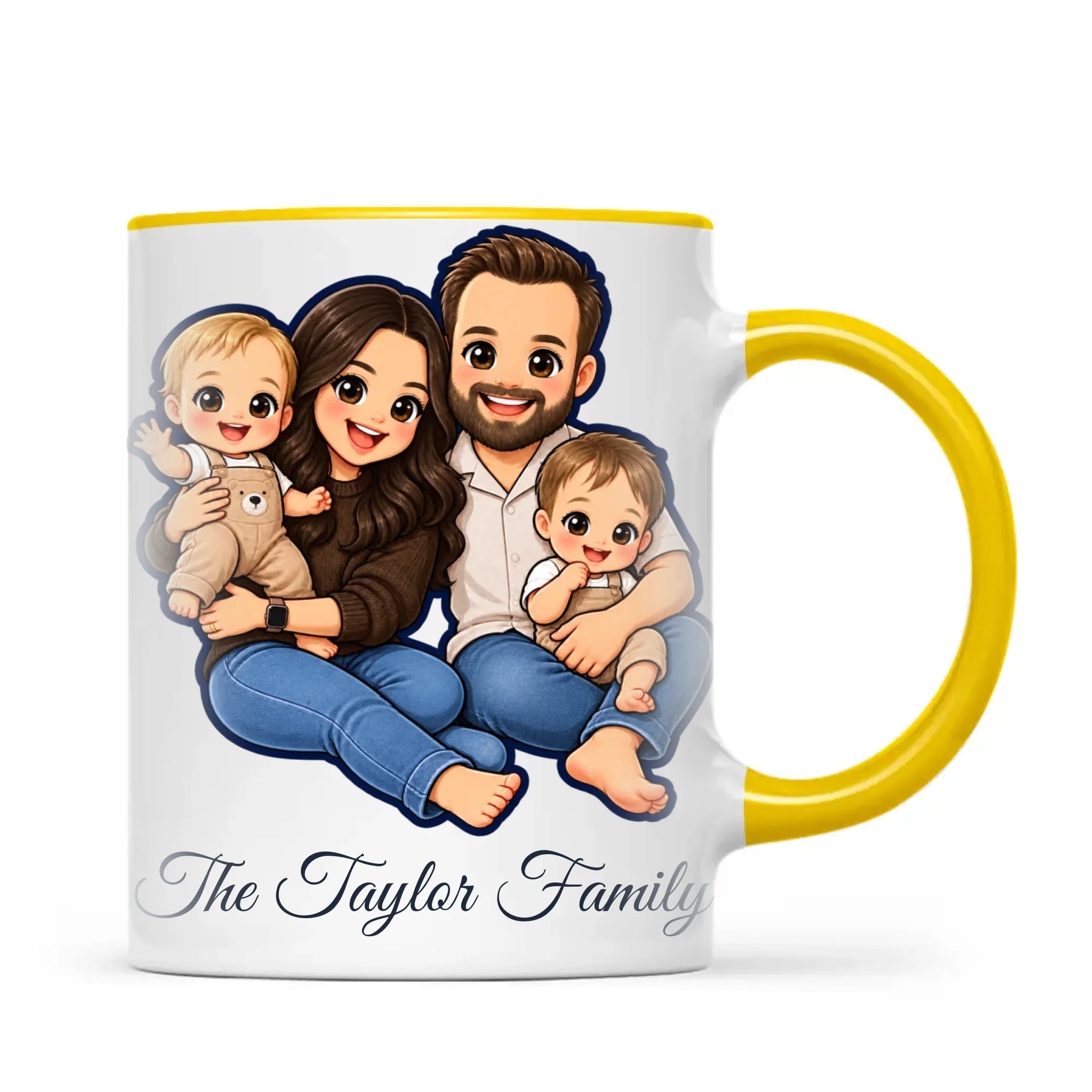 Personalised Cute Sticker Family Portrait Mug from Your Photo