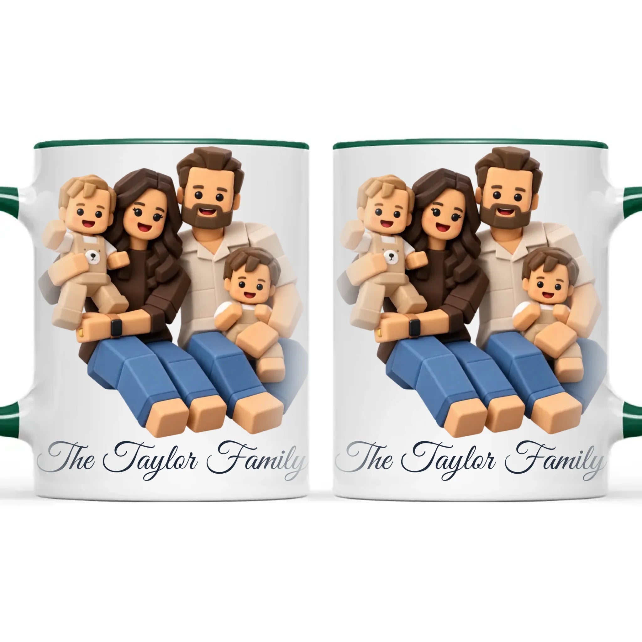 Personalised Block Character Family Portrait Mug from Your Photo