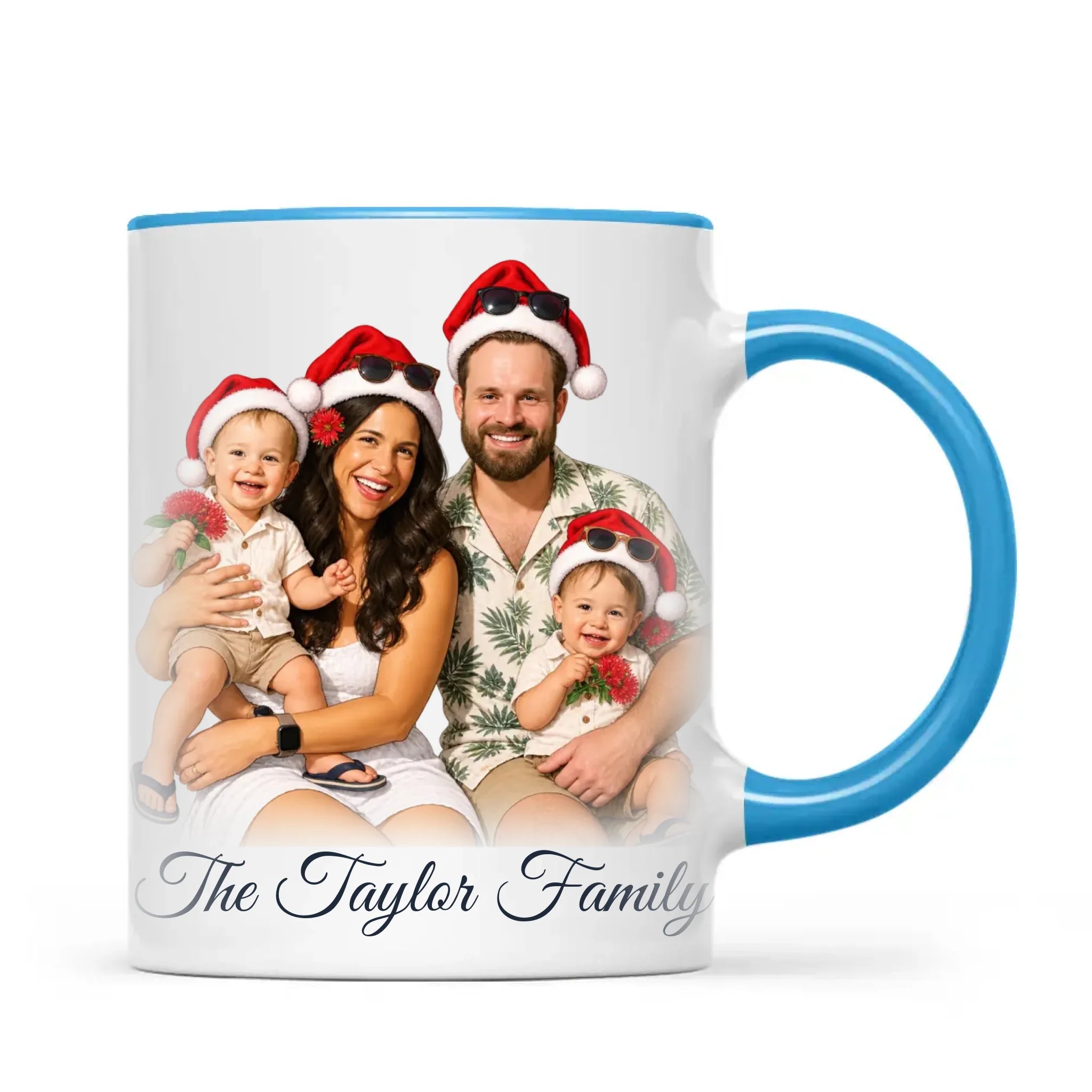 Personalised Summer Christmas Family Portrait Mug from Your Photo