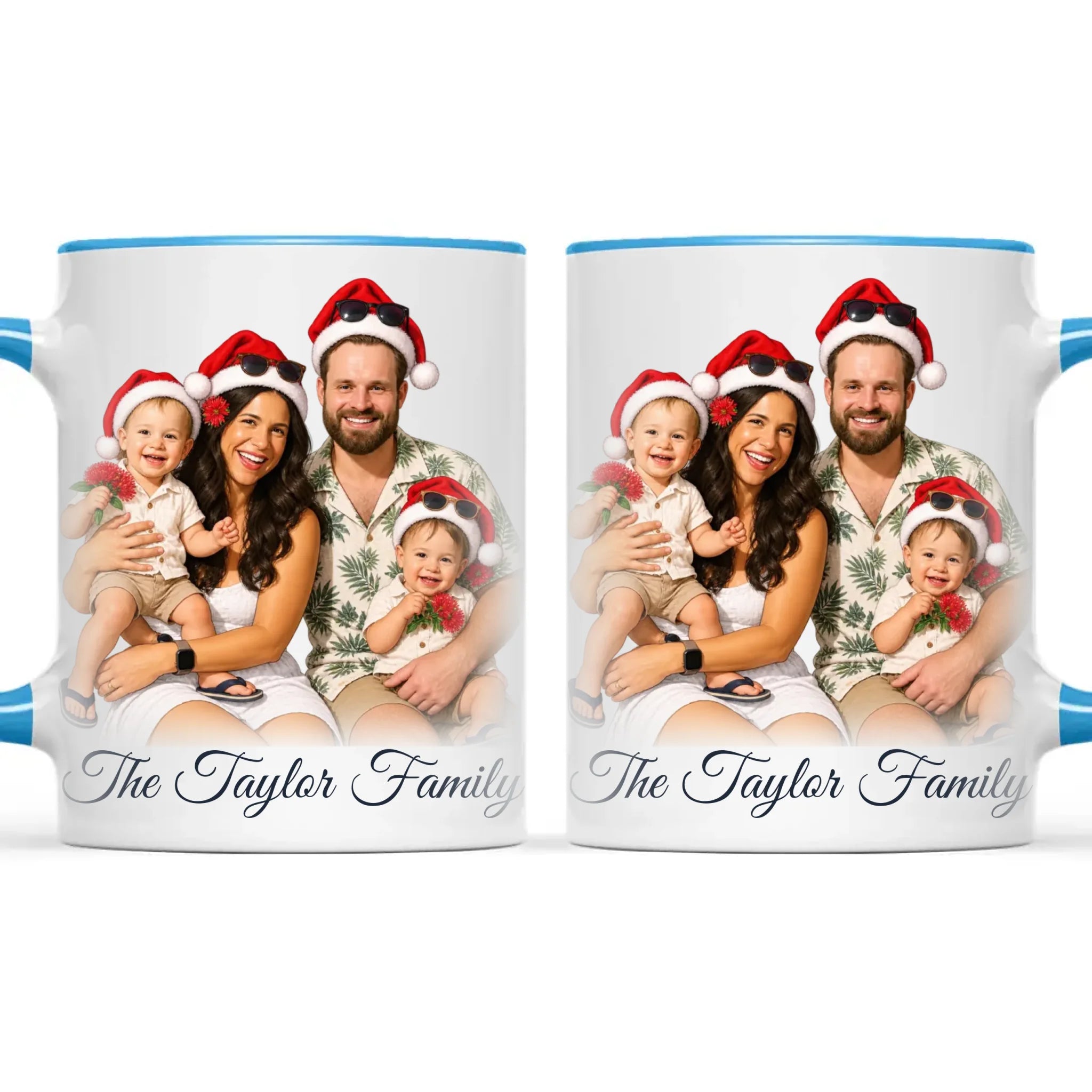 Personalised Summer Christmas Family Portrait Mug from Your Photo