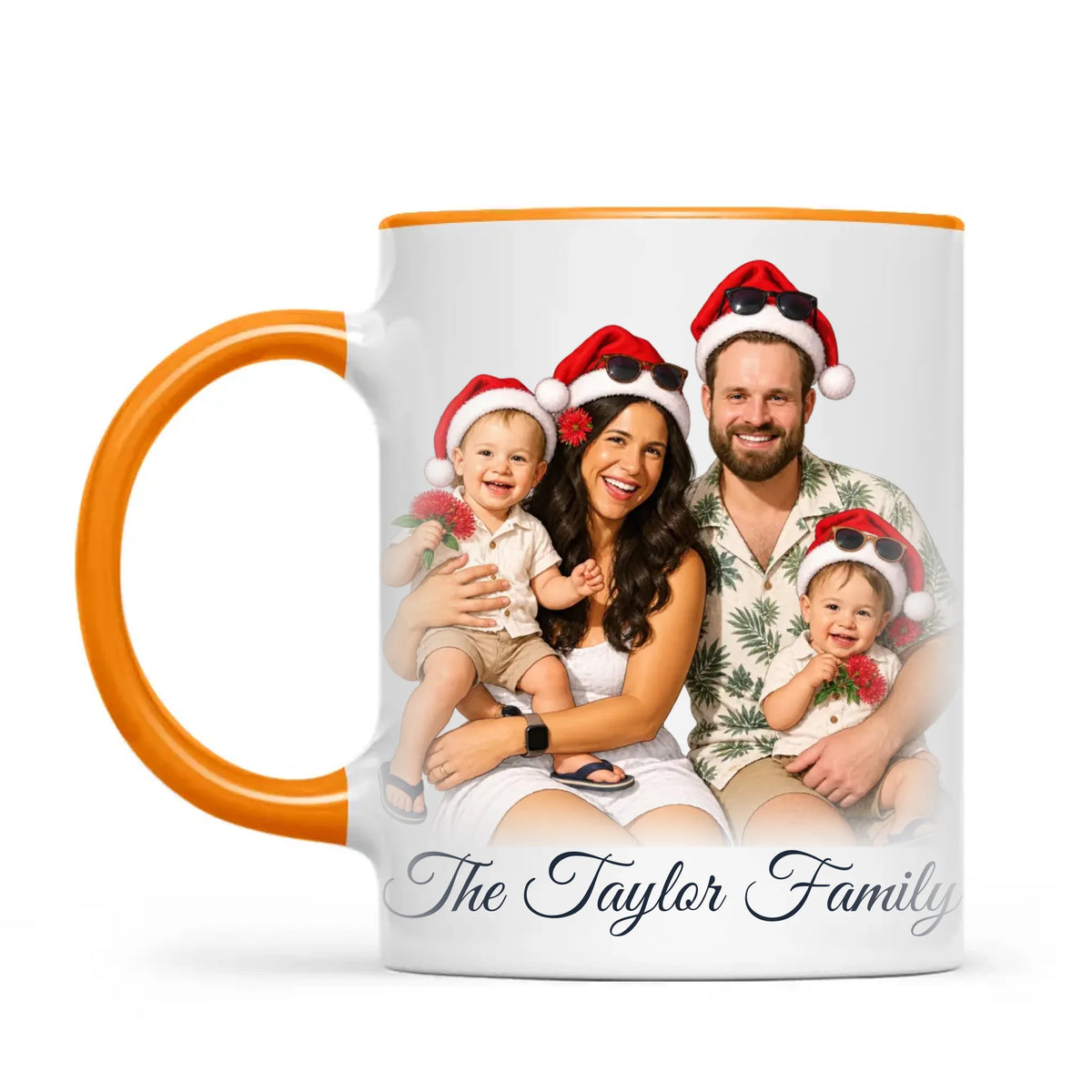 Personalised Summer Christmas Family Portrait Mug from Your Photo, view 10
