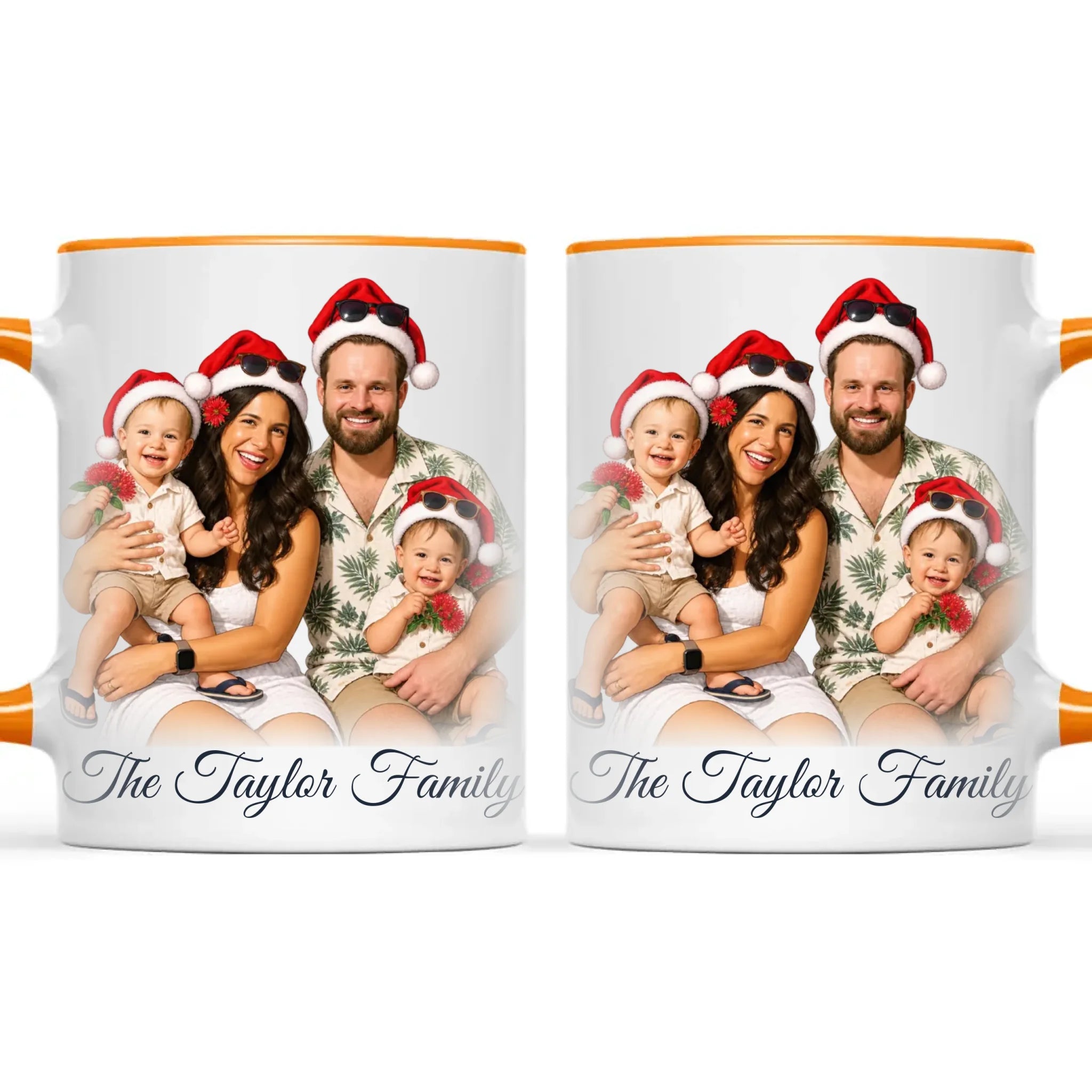 Personalised Summer Christmas Family Portrait Mug from Your Photo
