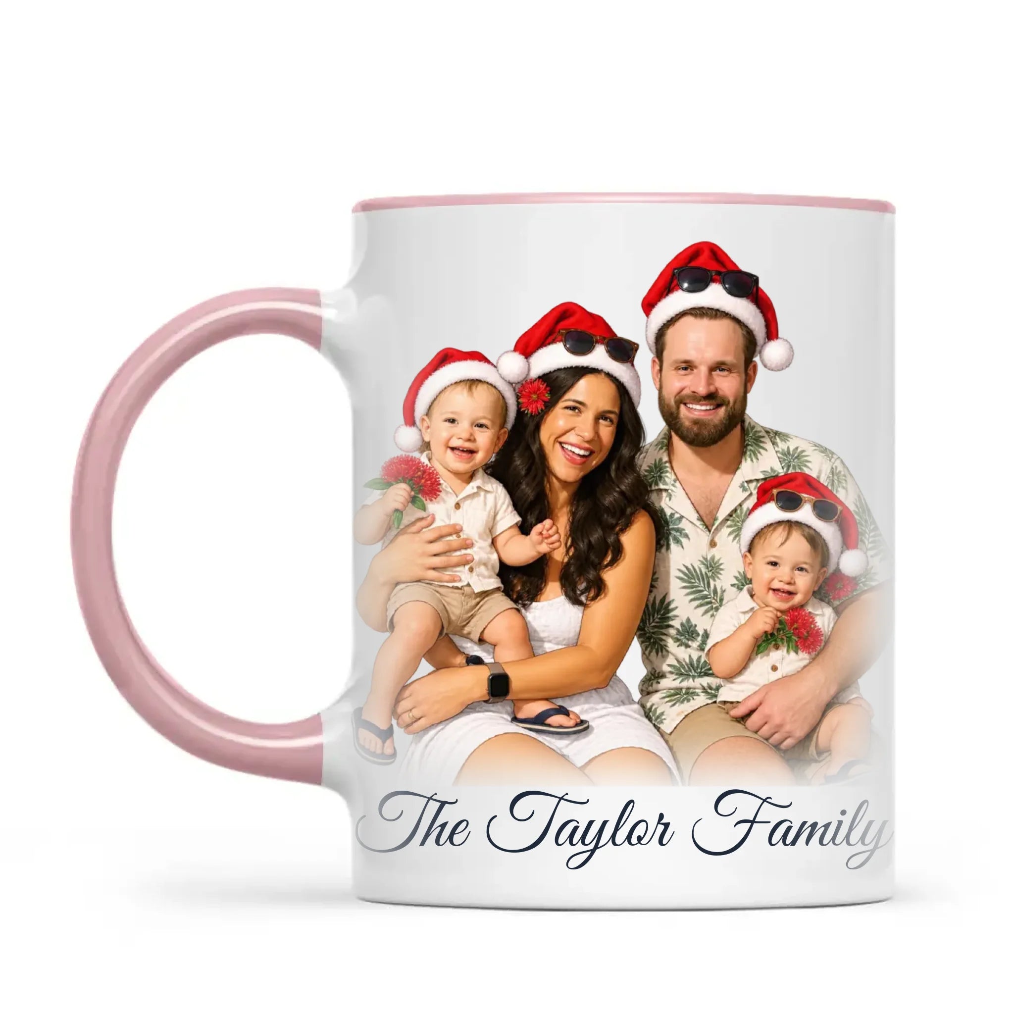 Personalised Summer Christmas Family Portrait Mug from Your Photo