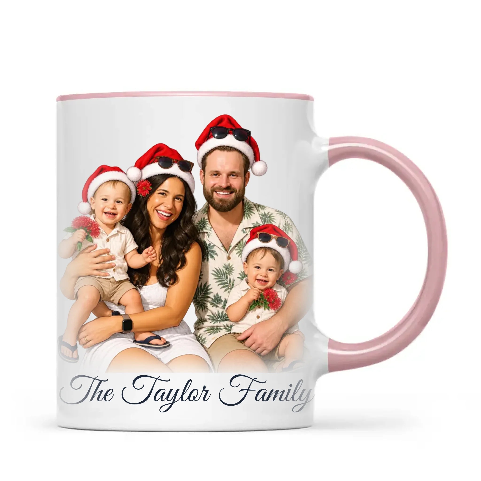 Personalised Summer Christmas Family Portrait Mug from Your Photo