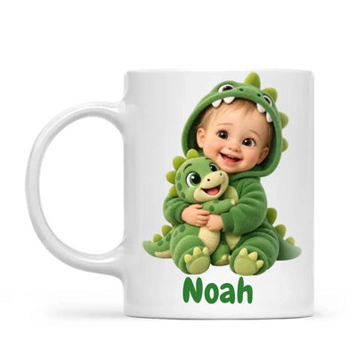 Personalised Dino Buddy Kids Cartoon Mug from Your Photo